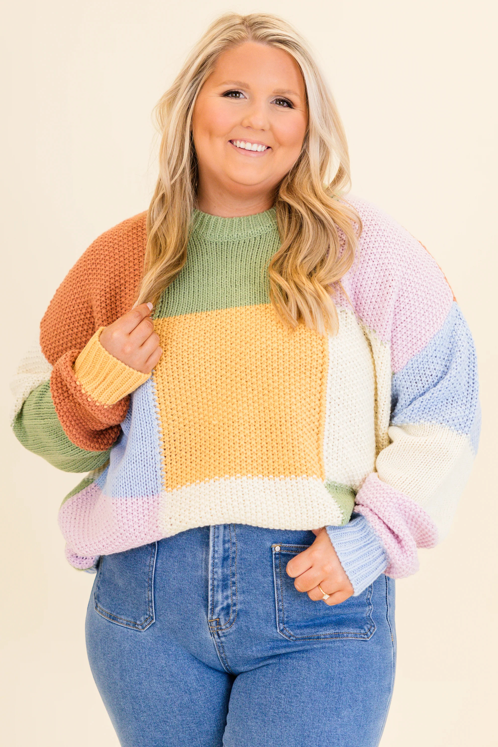 Block and Back Sweater, Multi - Giverhouse