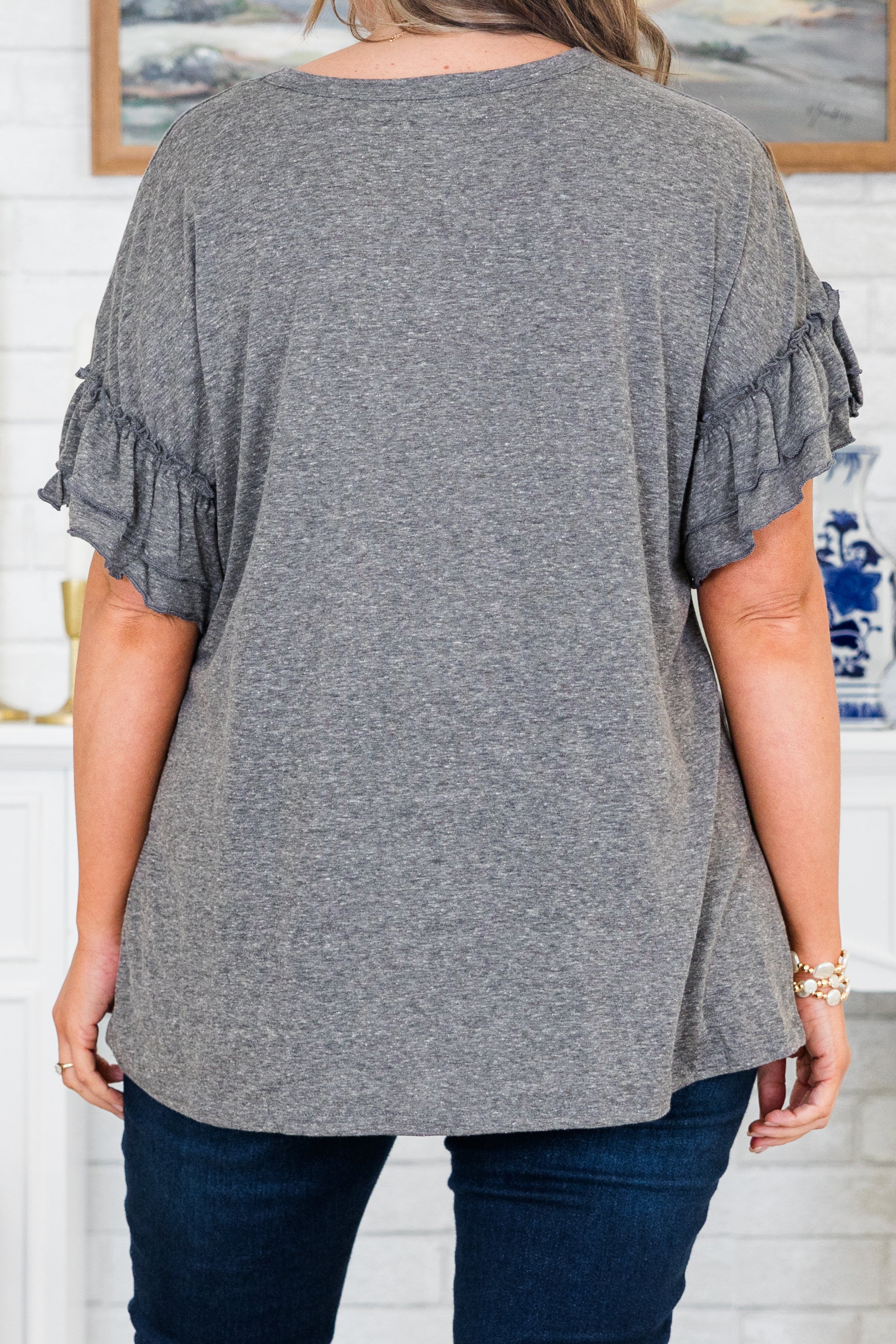 A Passionate Heart Top, Charcoal - Giverhouse