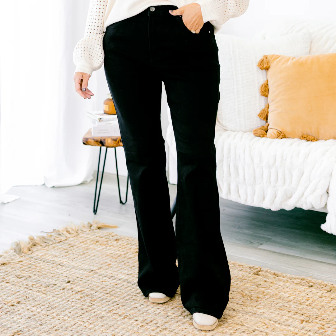 Believe In Us Flare Jeans, Black - Giverhouse