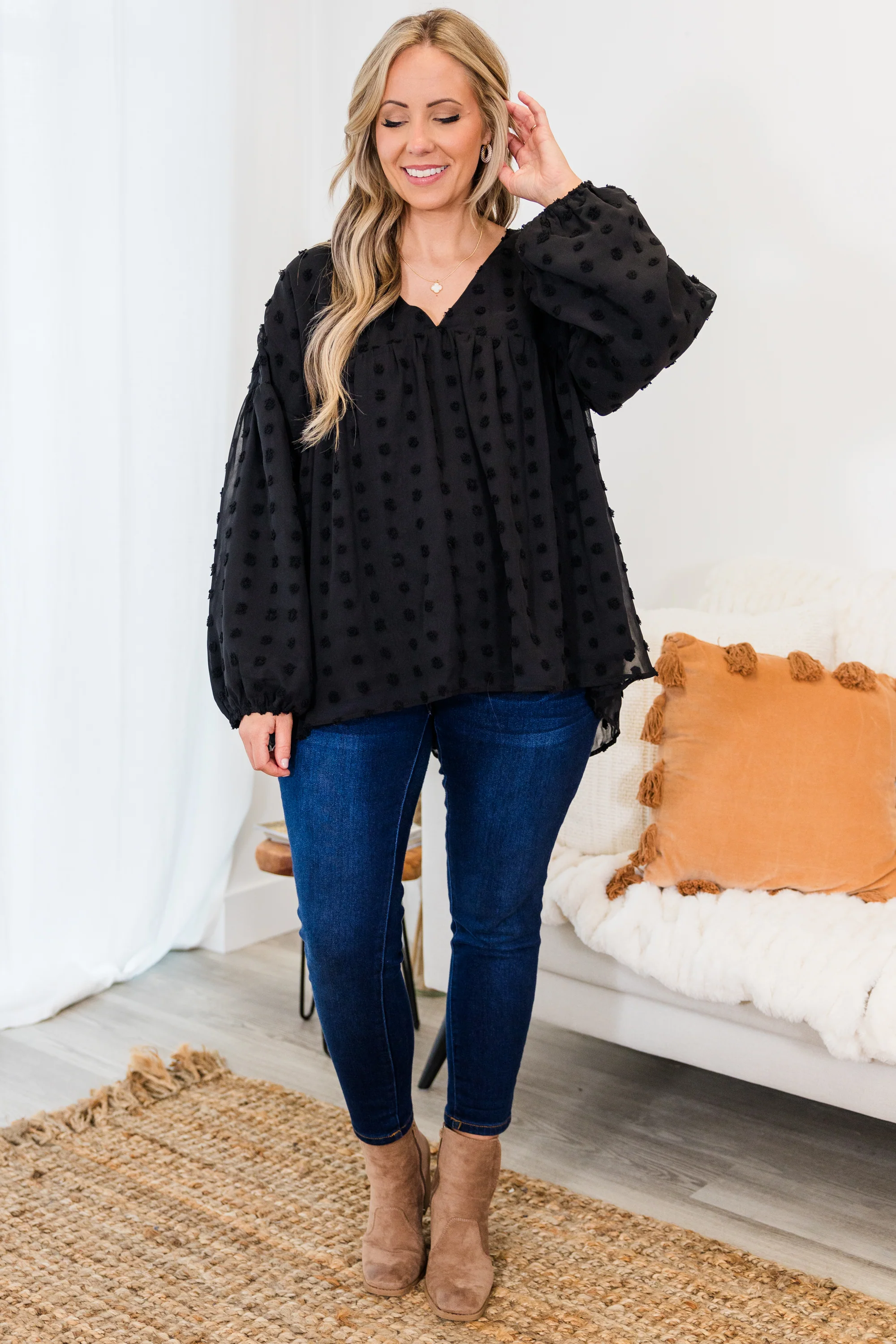 Rustic Charm Blouse, Black - Giverhouse