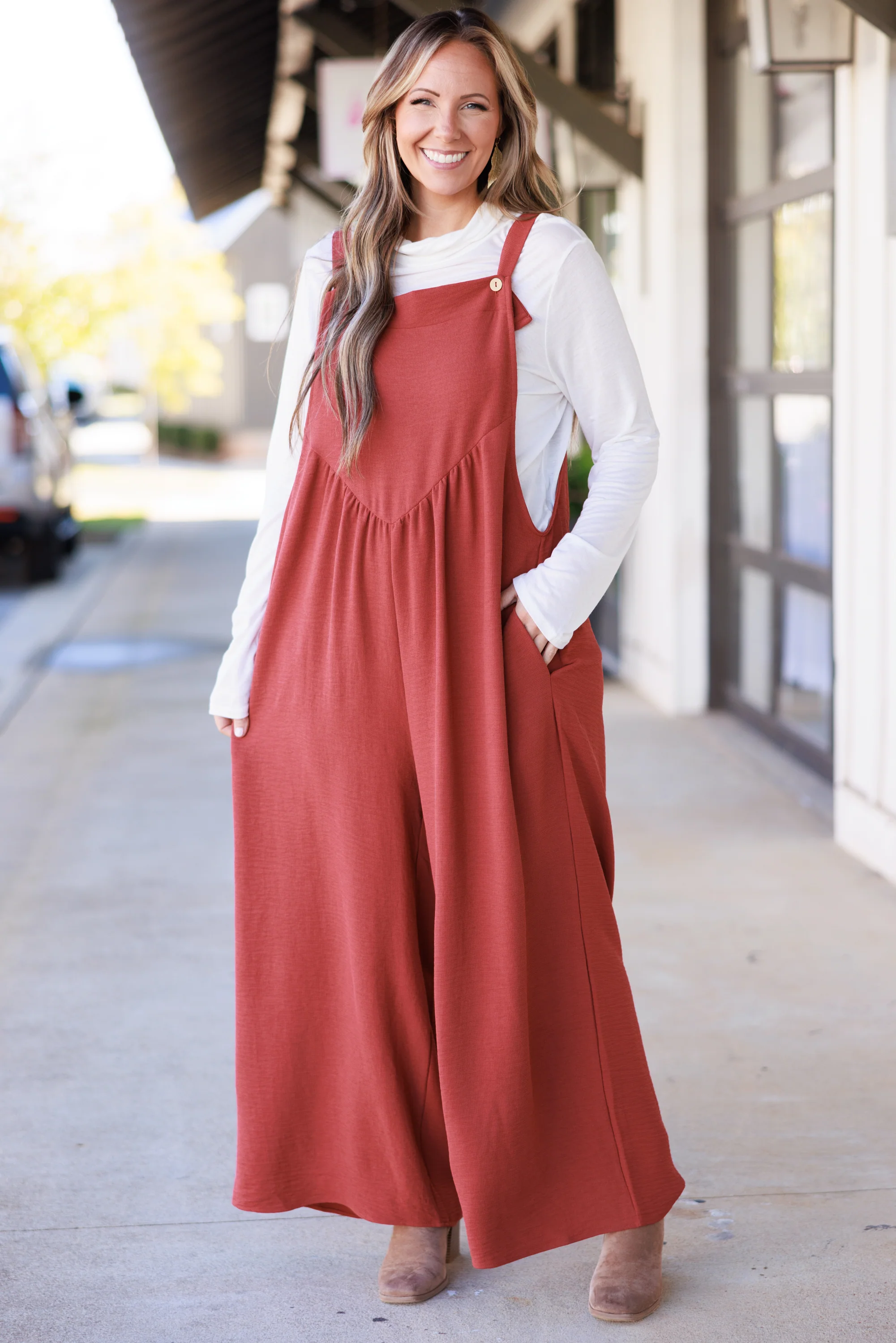 Got To Laugh Jumpsuit, Rust - Giverhouse