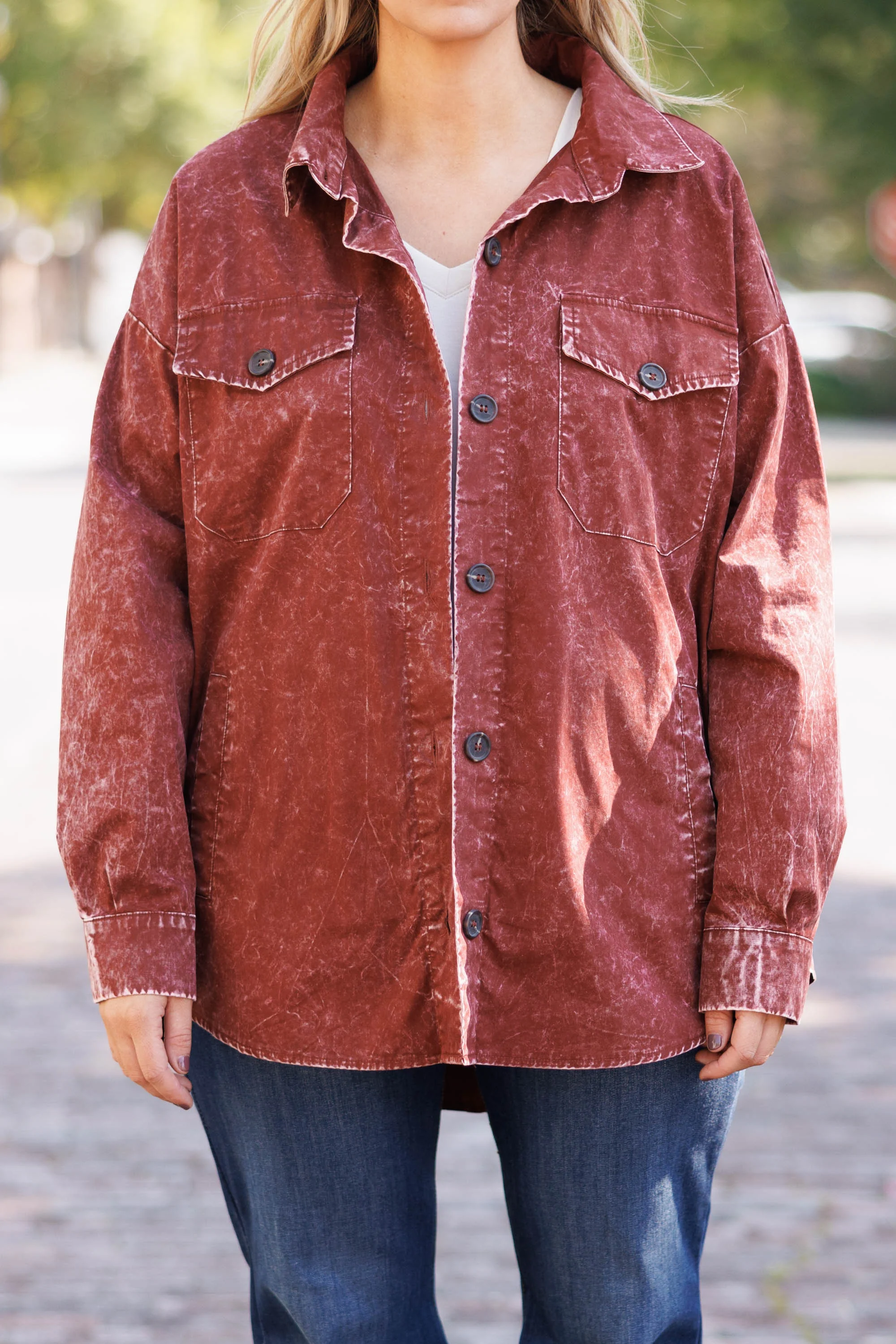 Feisty and Fun Shacket, Dark Rust - Giverhouse