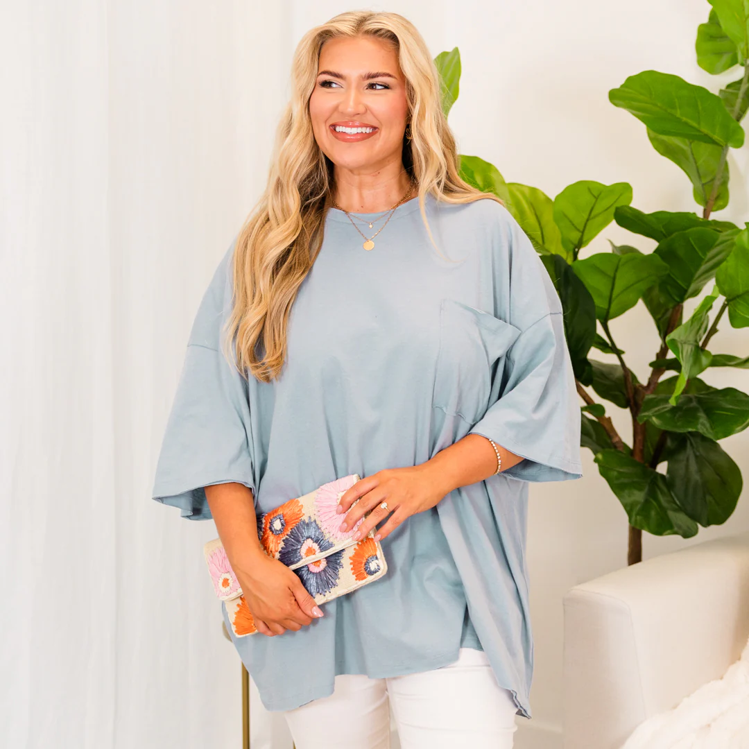 It Comes Naturally Top, Ash Blue - Giverhouse