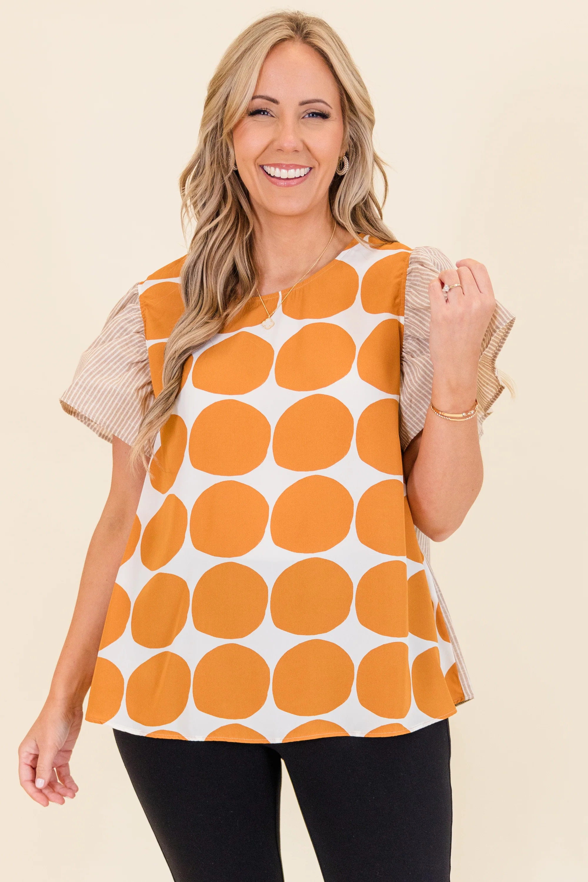 Groovy Pop Top, Taupe - Giverhouse