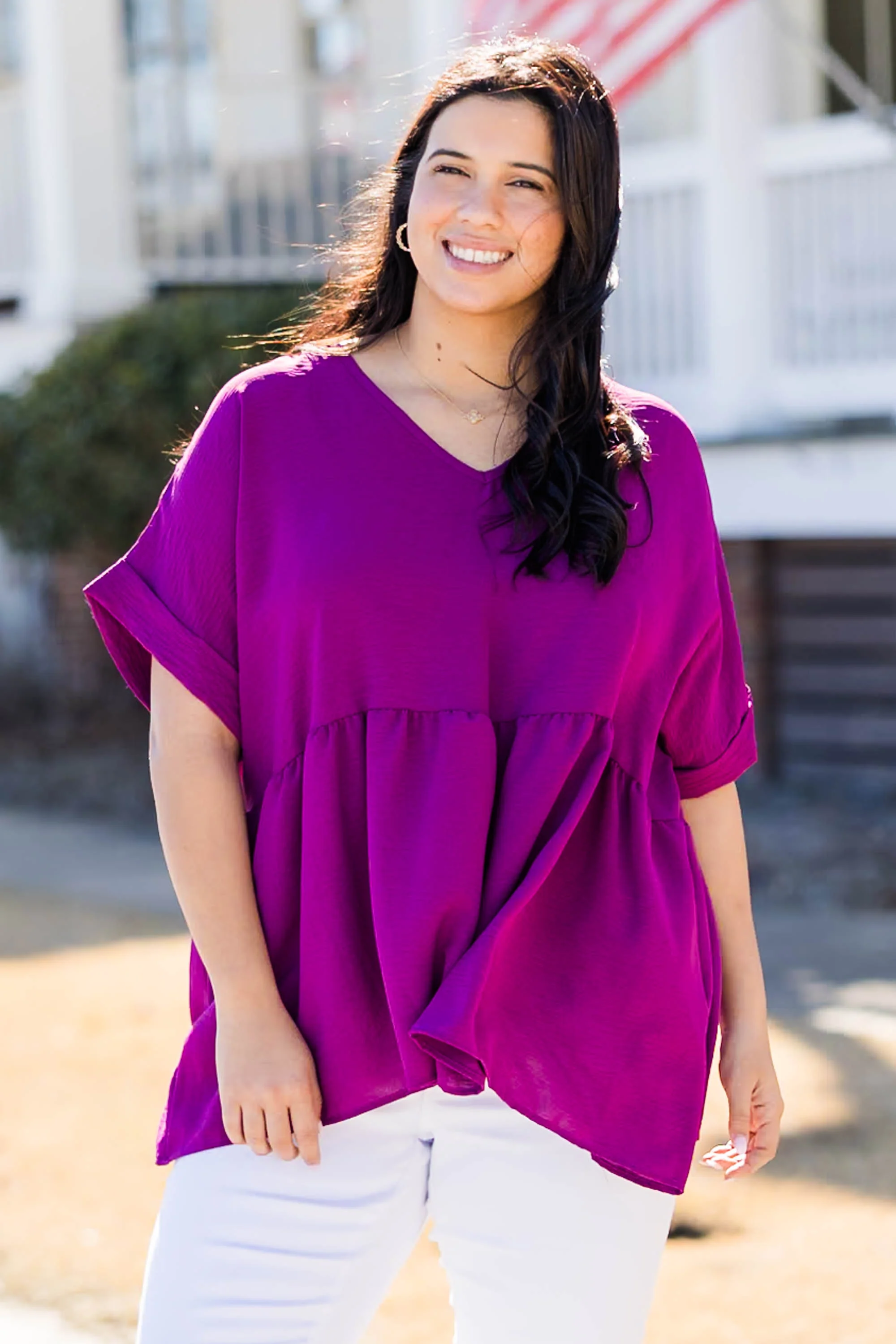 Wide Eyed Gaze Top, Eggplant - Giverhouse