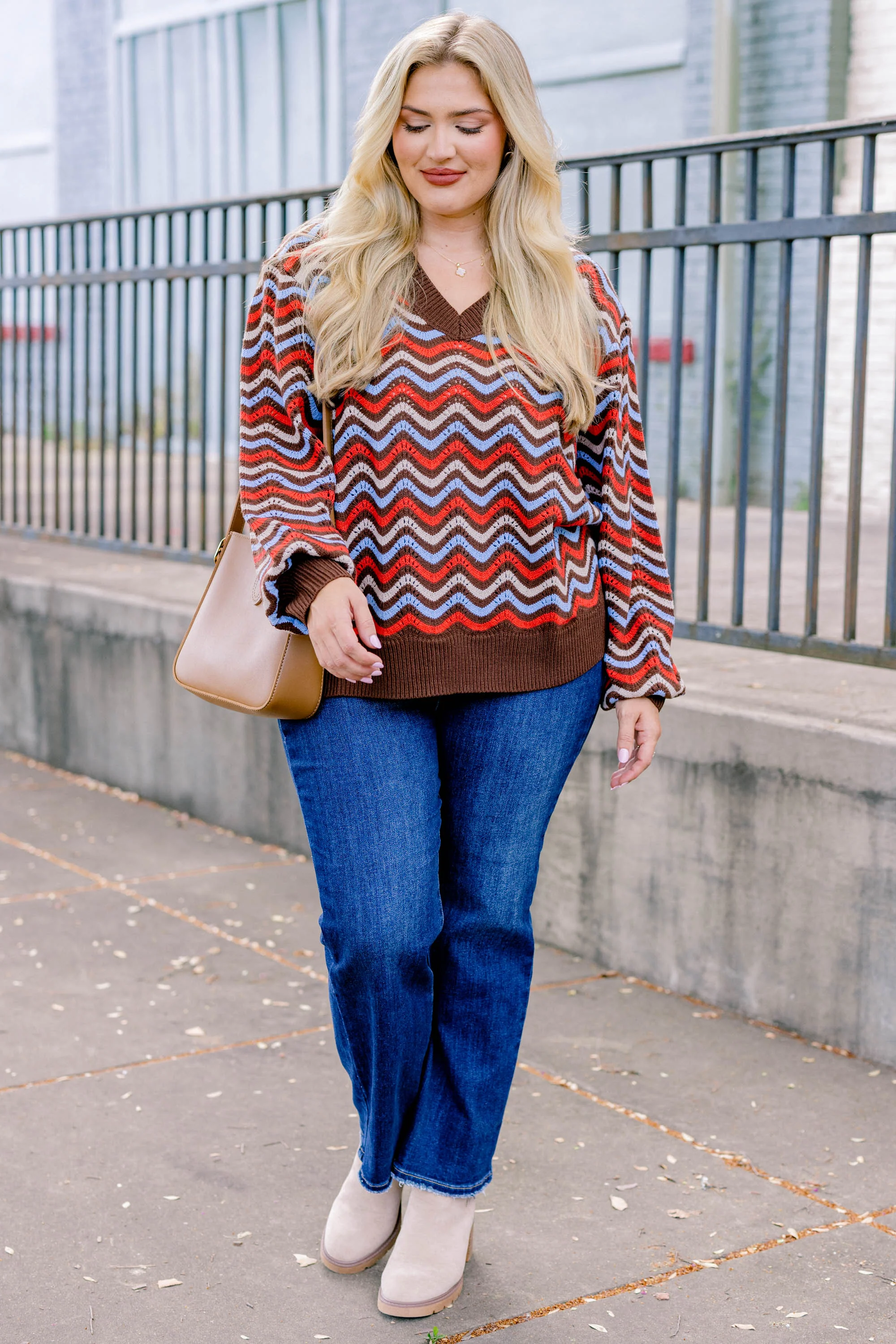 Going To Plan Sweater, Brown Multi - Giverhouse