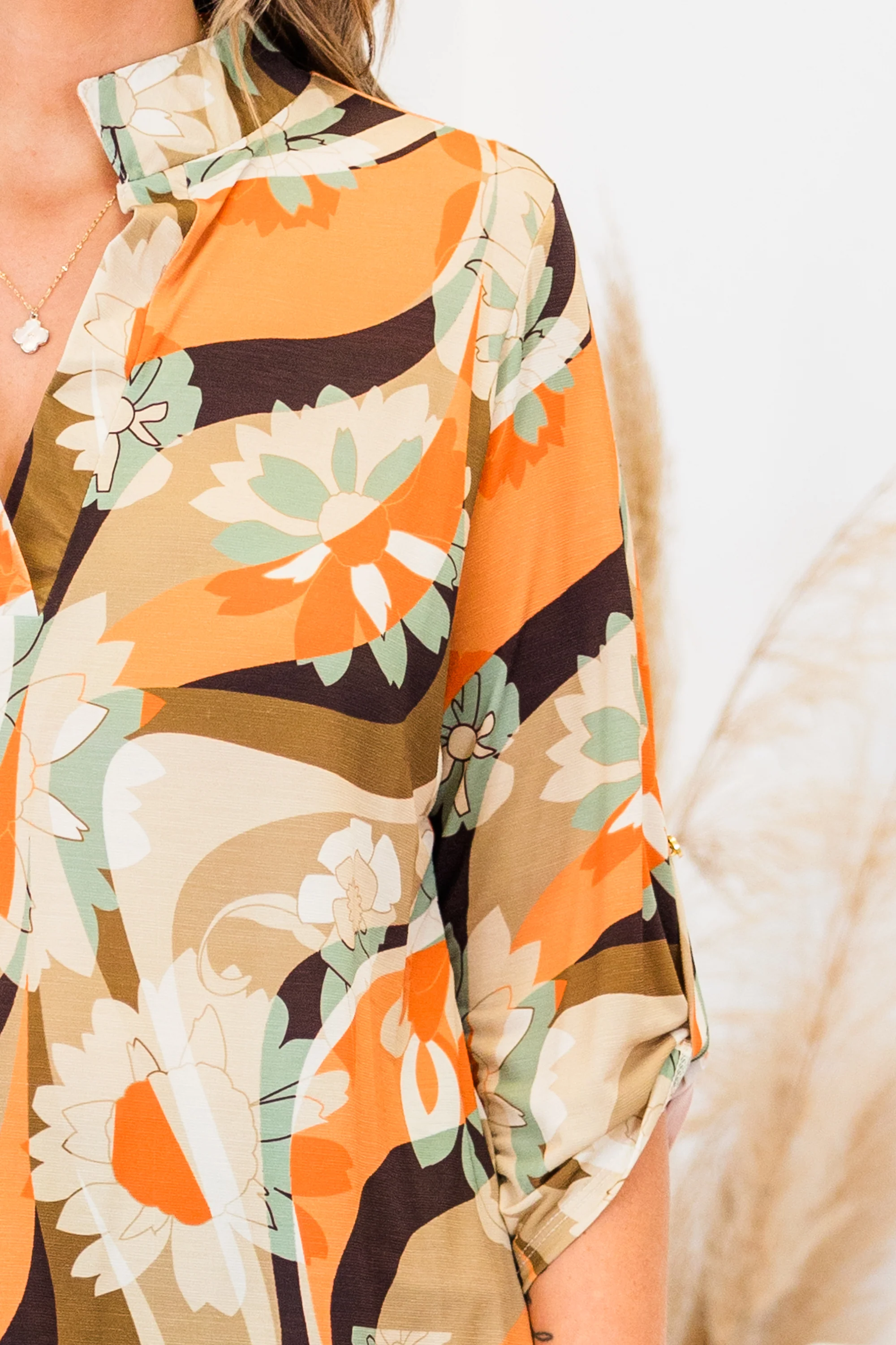 No Time To Choose Top, Brown Multi - Giverhouse