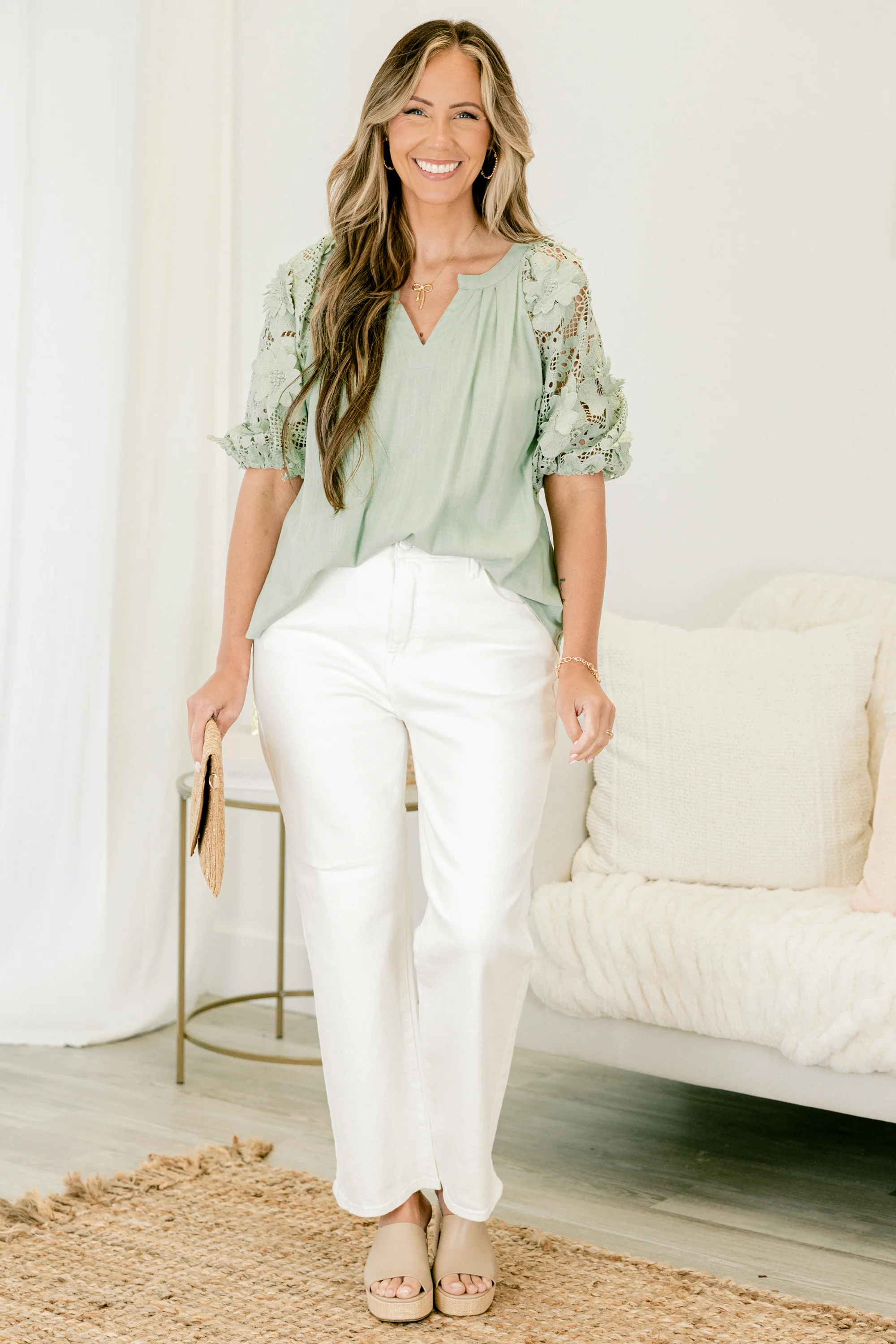 Under The Neon Moon Jeans, White - Giverhouse