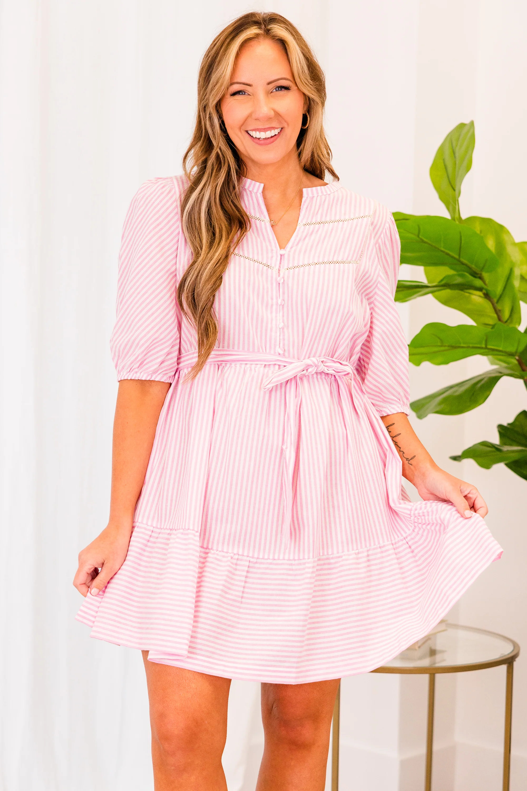 Gotta Start Somewhere Dress, Pink - Giverhouse