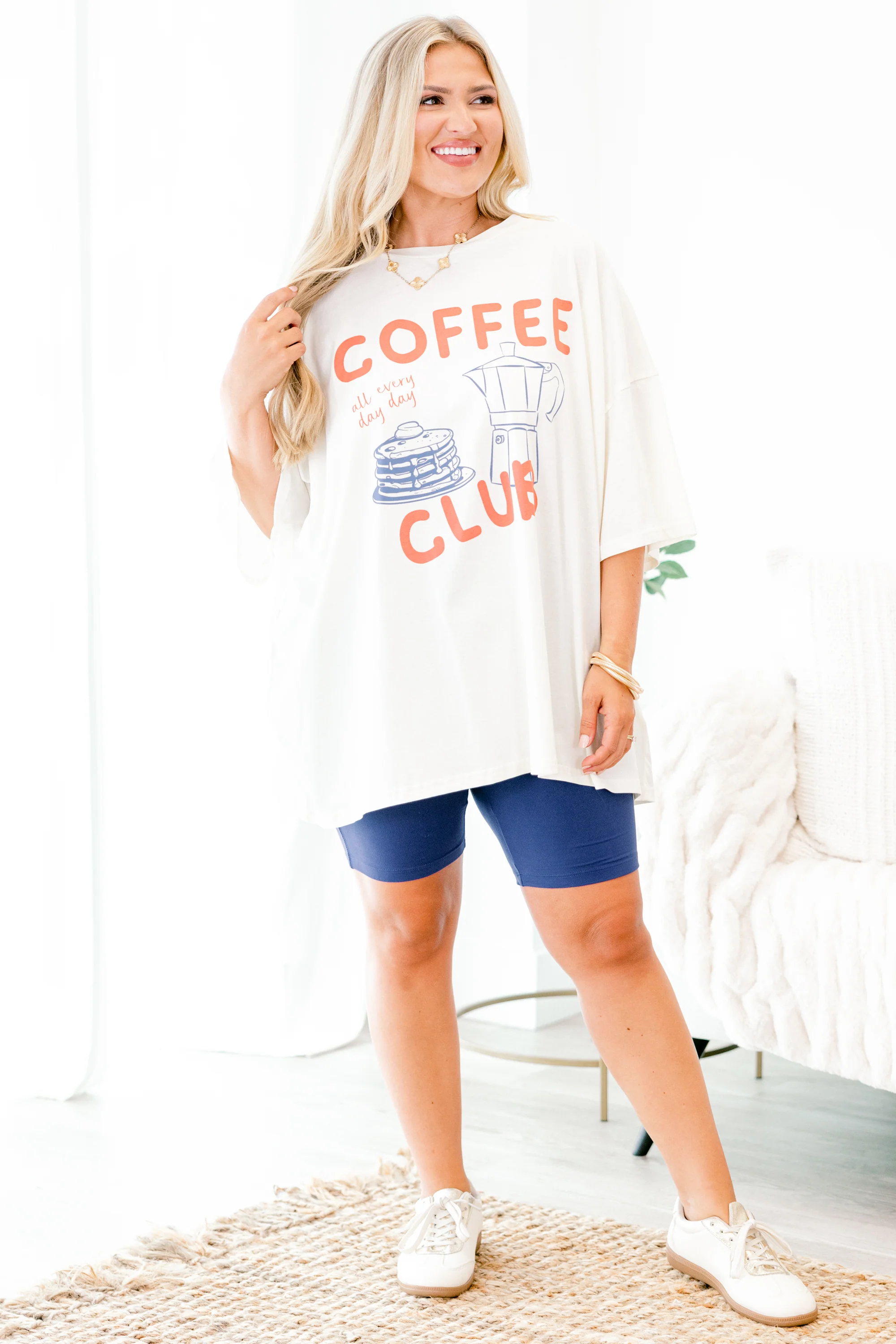 Coffee Club Boyfriend Tee, Ivory - Giverhouse