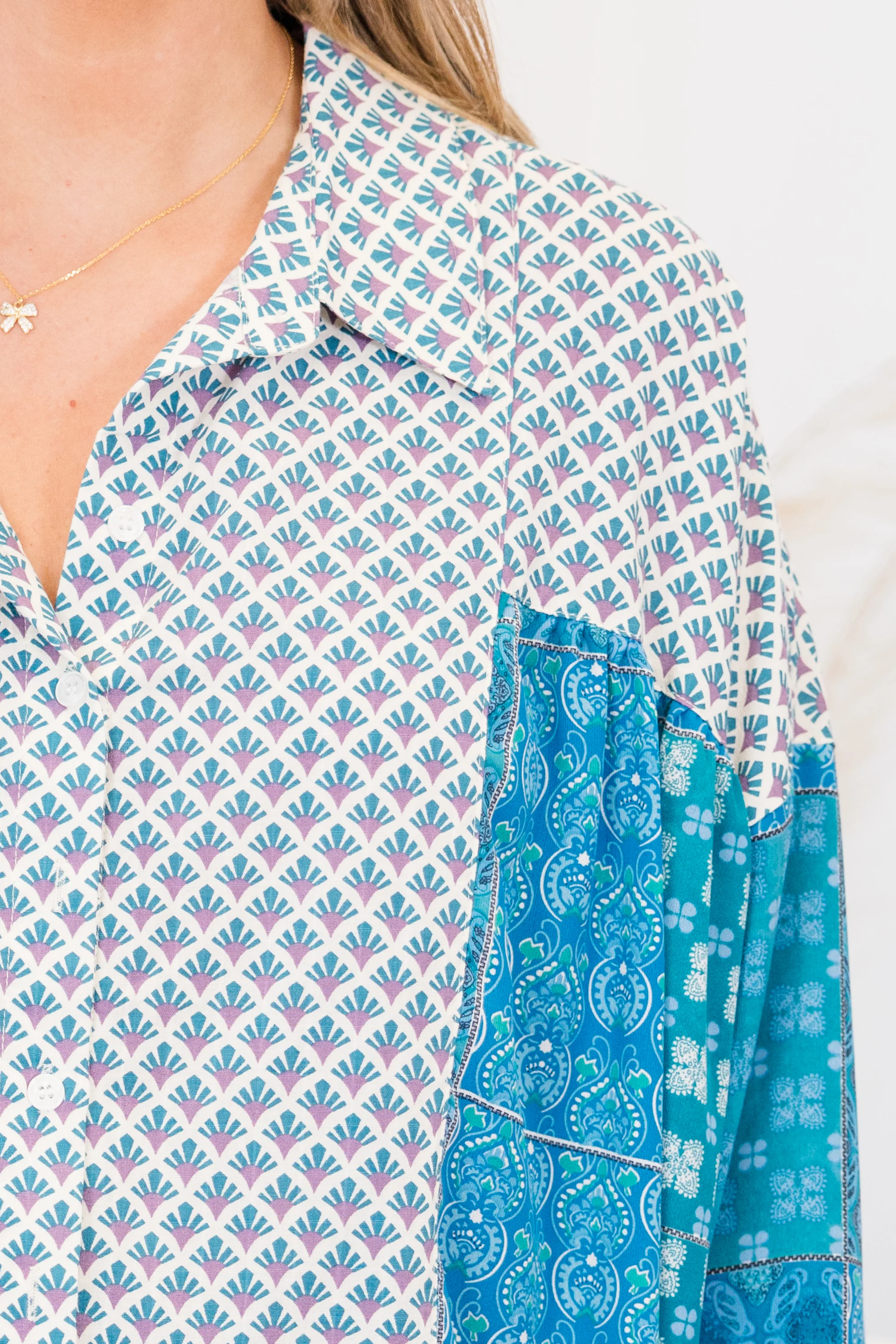 Ocean Vibes Top, Teal Green Multi - Giverhouse