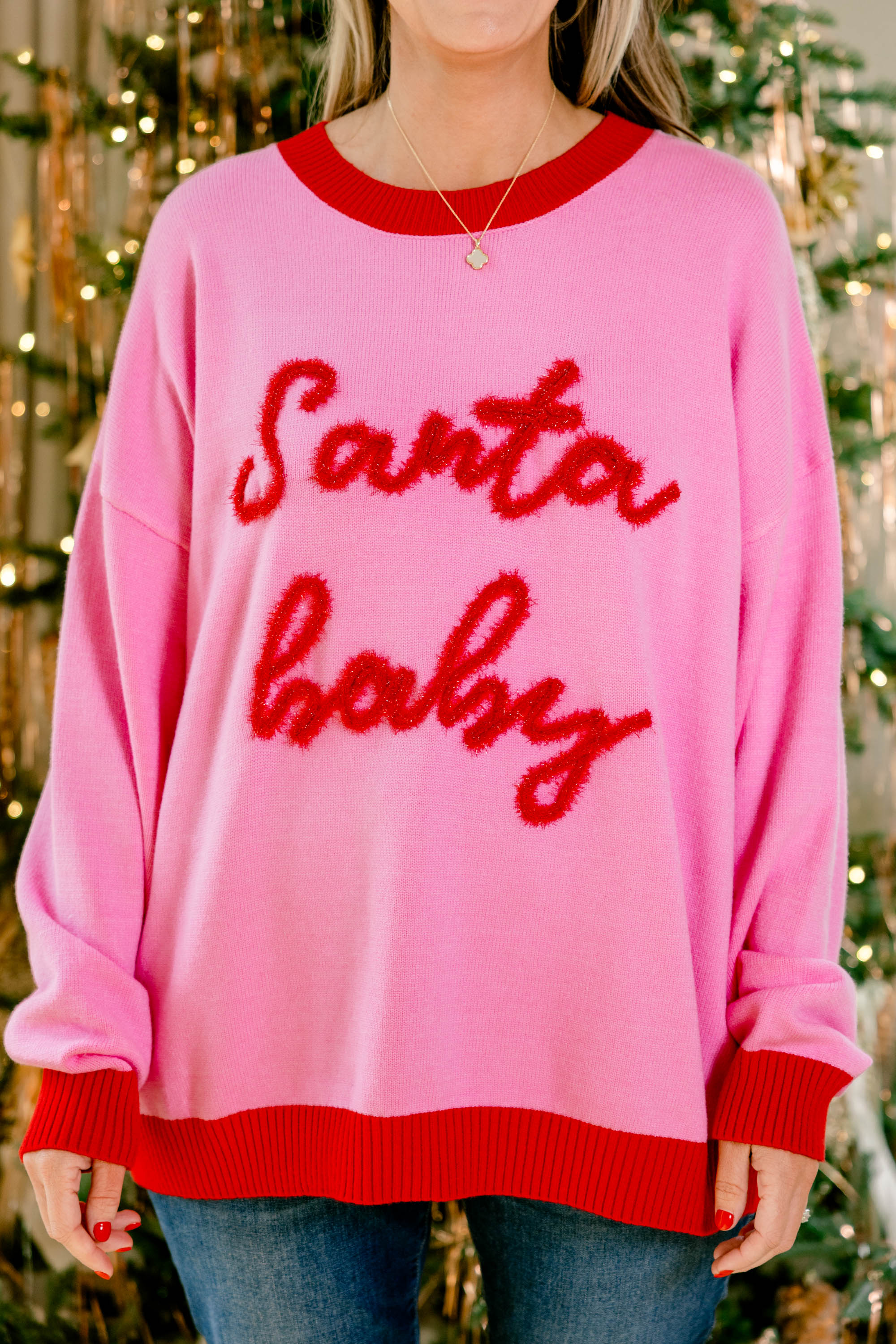 Santa My Baby Sweater, Pink - Giverhouse