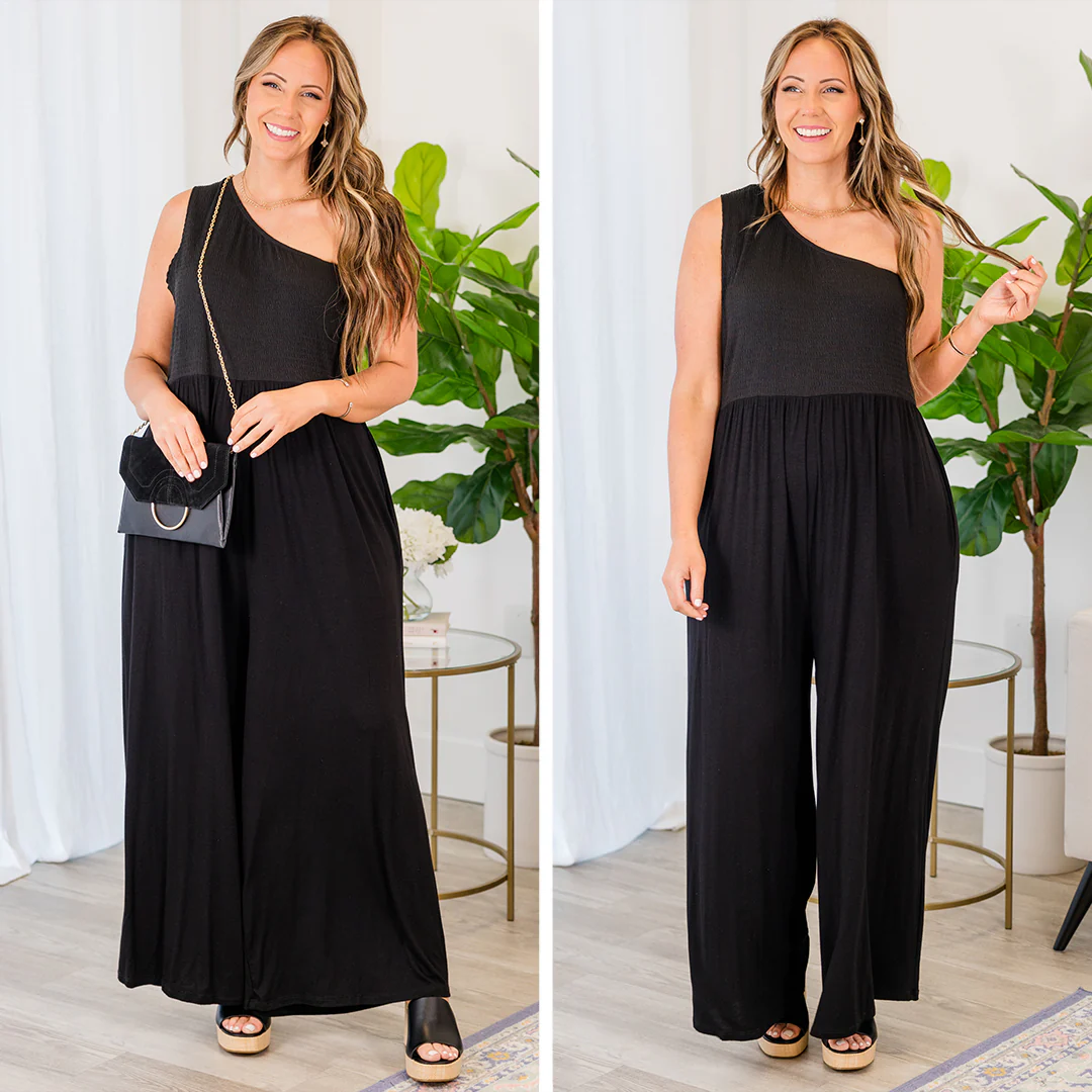 Whispering Breeze Jumpsuit, Black - Giverhouse