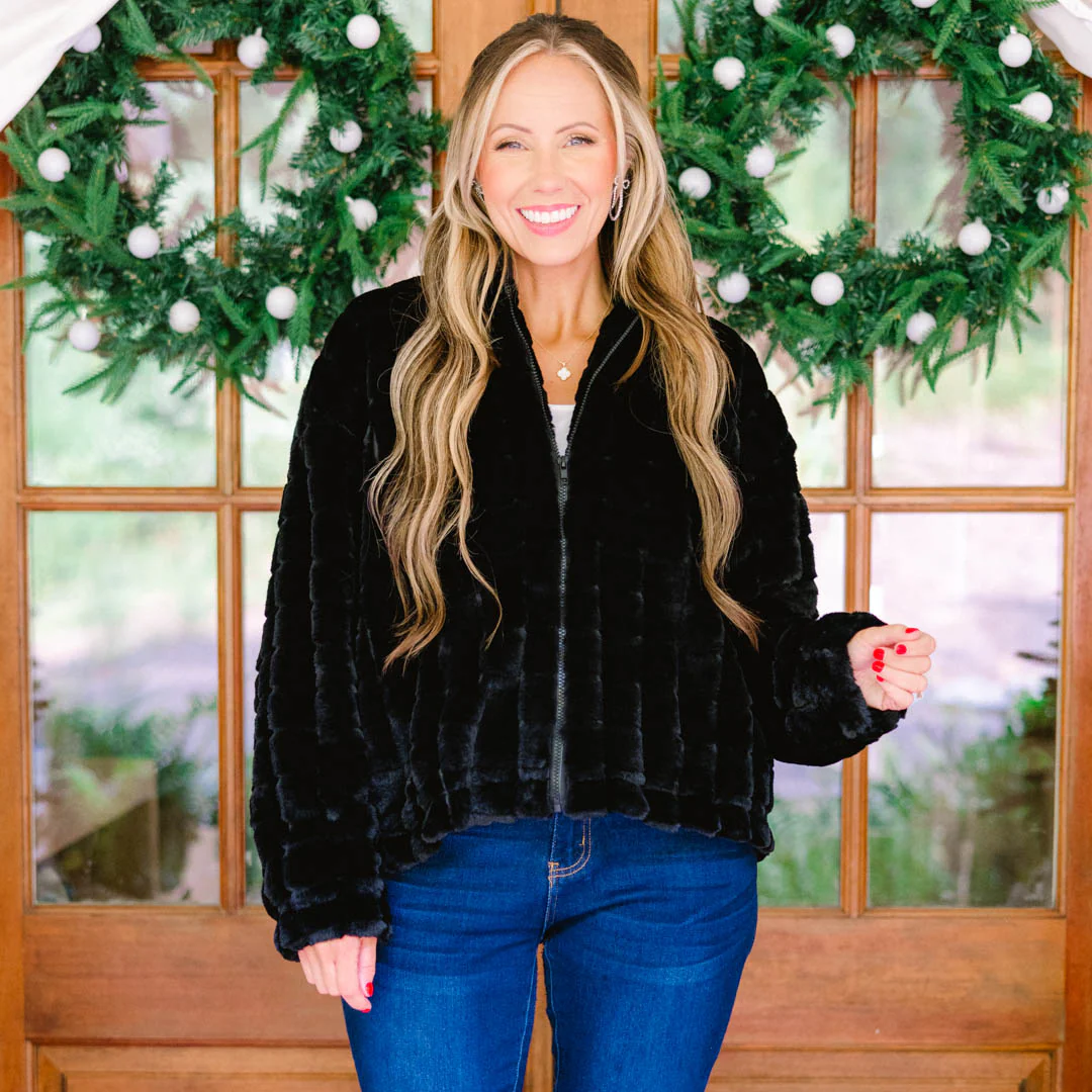 Carmen Faux Fur Jacket, Black - Giverhouse