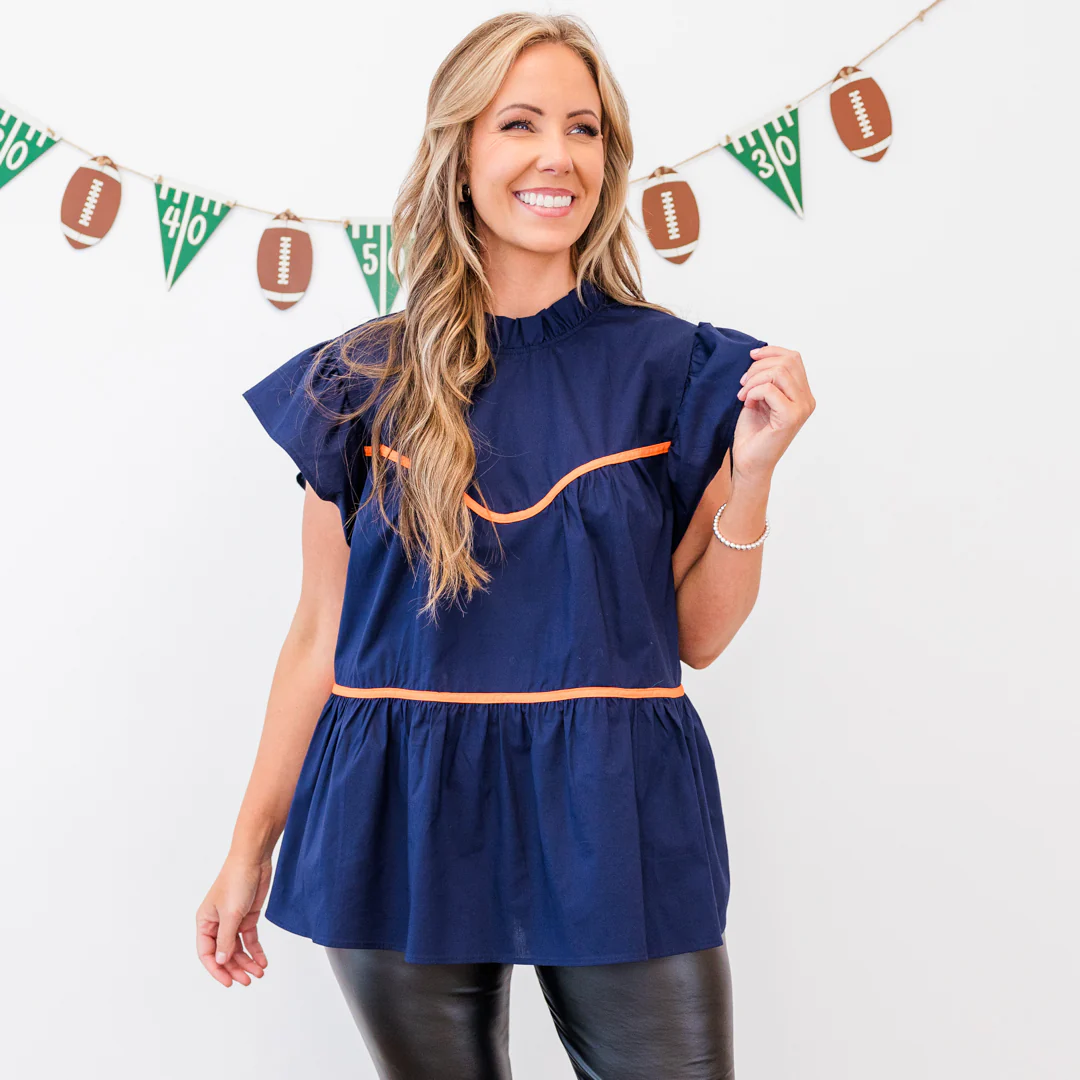 All The Spirit Top, Navy-Orange - Giverhouse