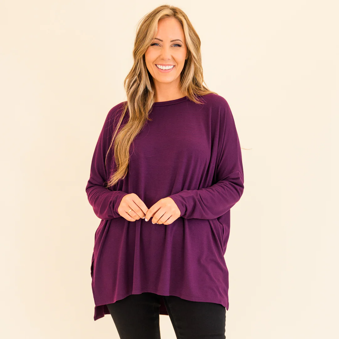 Time Well Spent Top, Dark Plum - Giverhouse