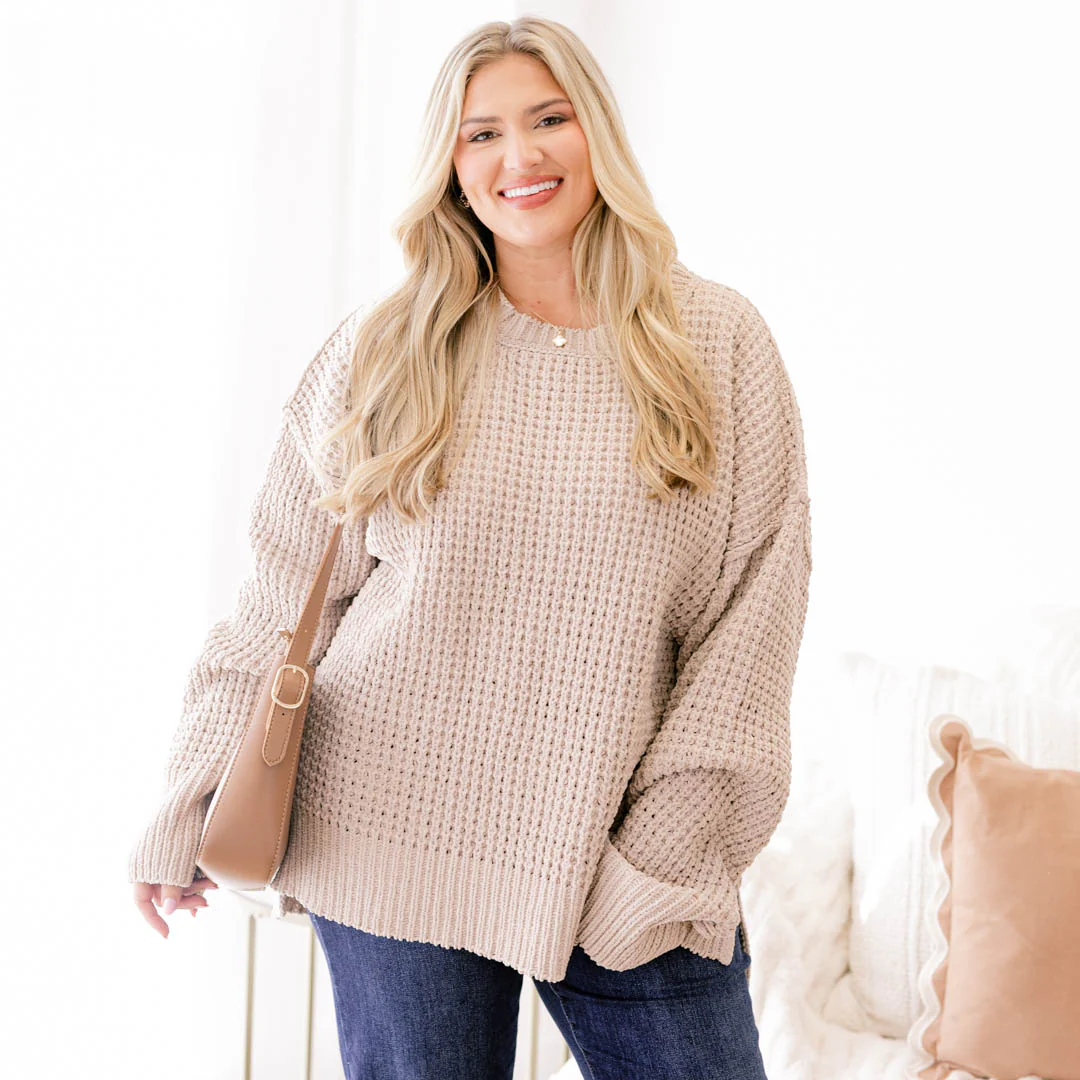 Falling Petals Sweater, Taupe - Giverhouse