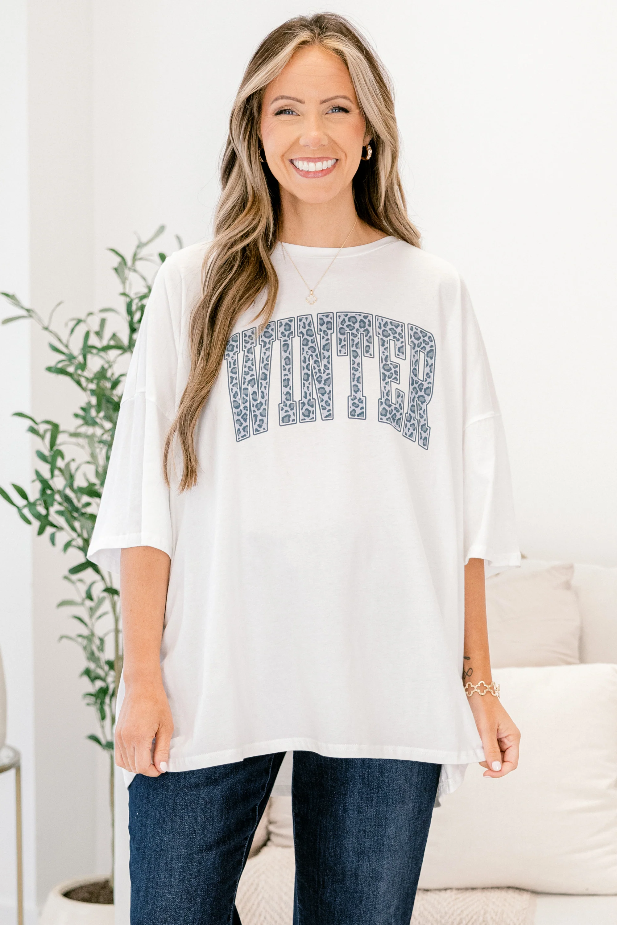 Winter Girl Imported Boyfriend Tee, White - Giverhouse