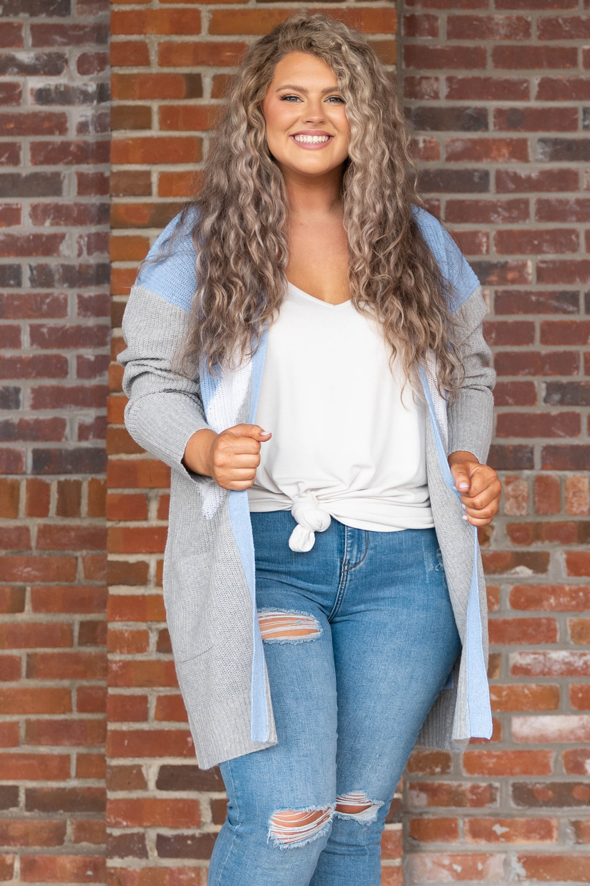 Stronger Than I Have Been Before Cardigan, Blue - Giverhouse