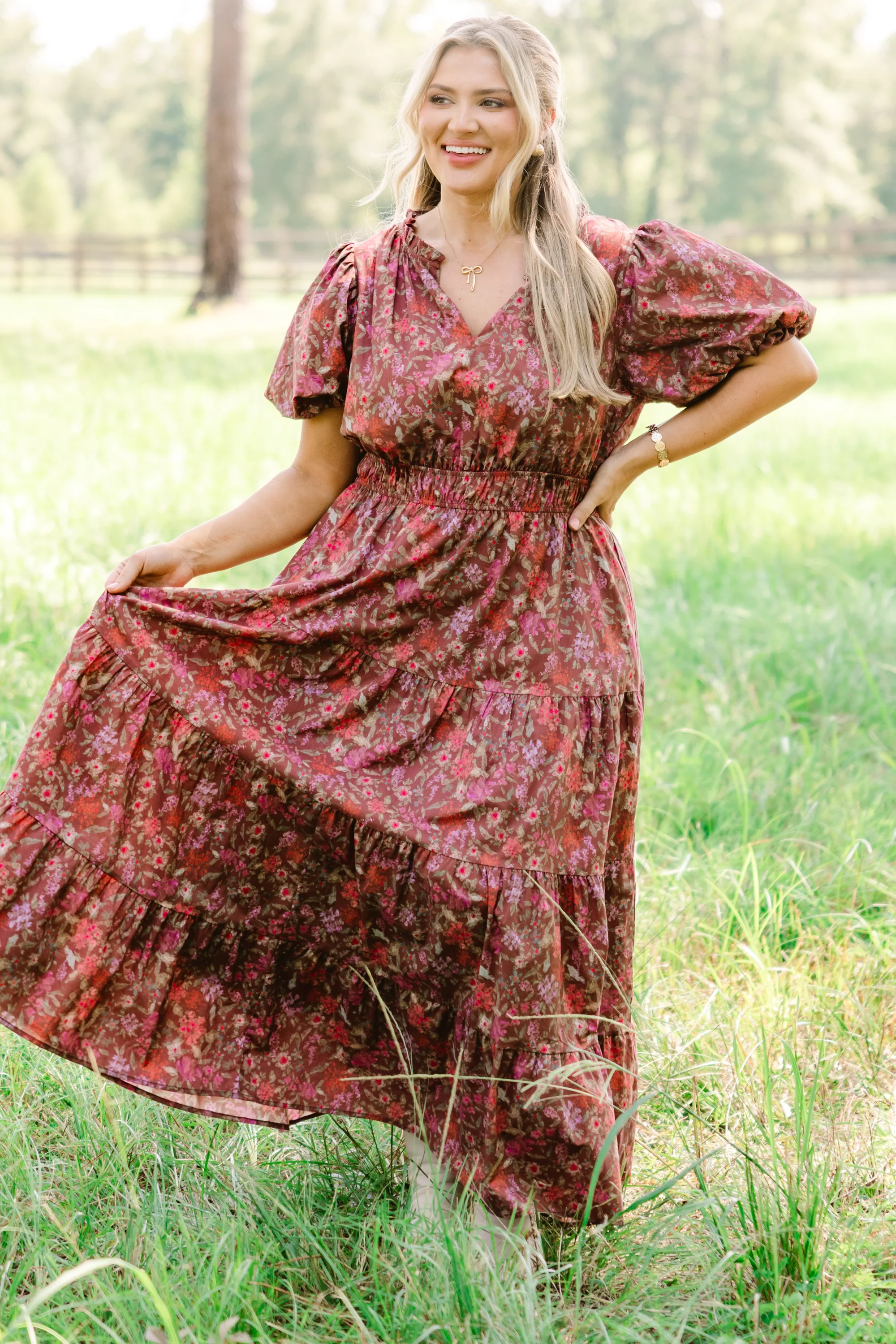 Everything I Love Dress, Brown Floral - Giverhouse