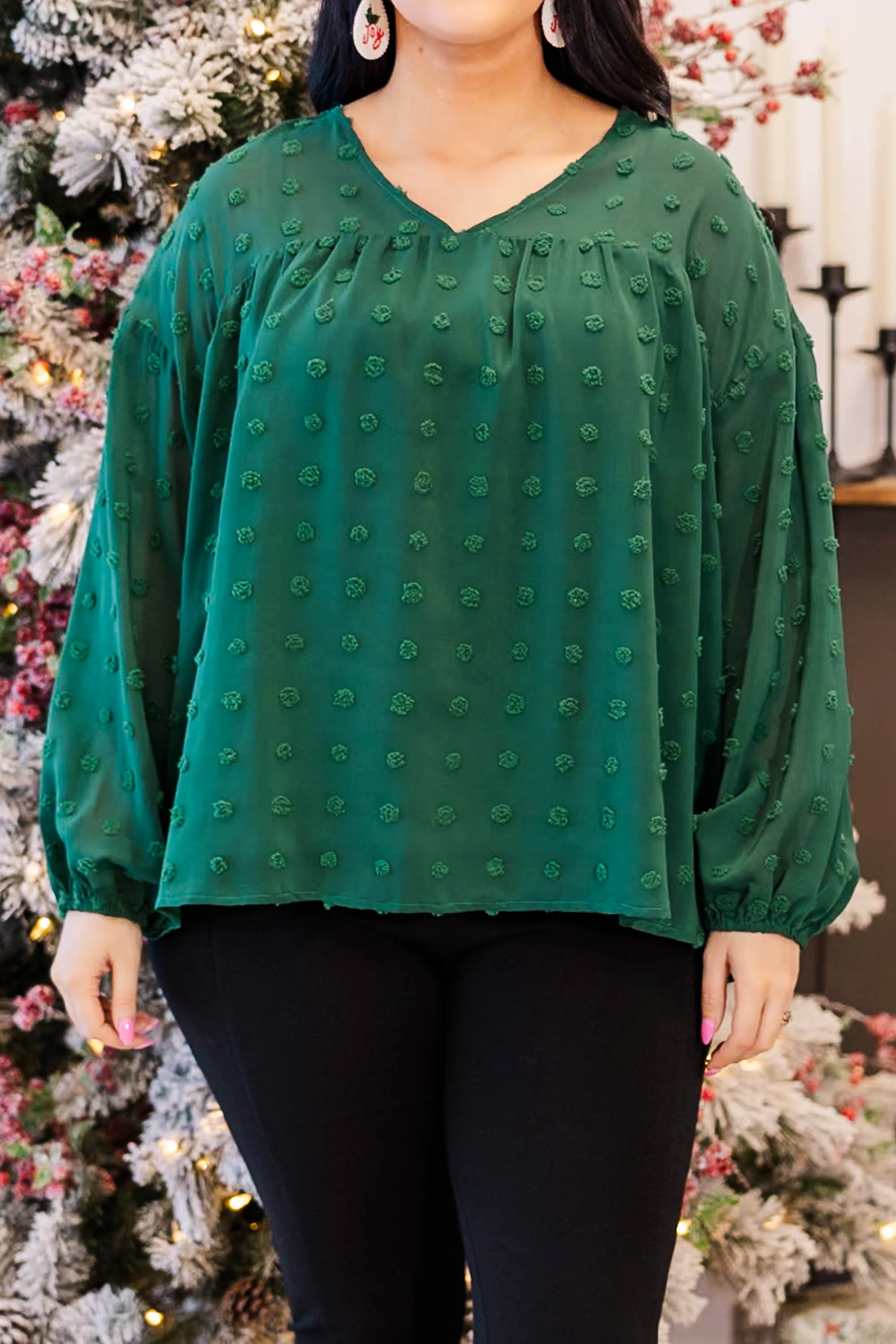 A Dot And A Skip Away Top, Green - Giverhouse