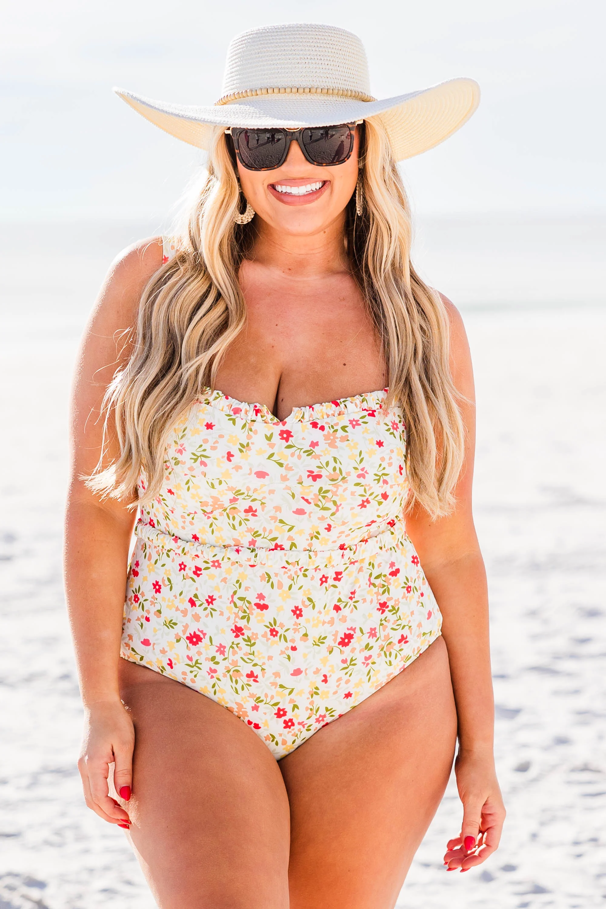 She's Sweet Swimsuit, Ivory Floral - Giverhouse