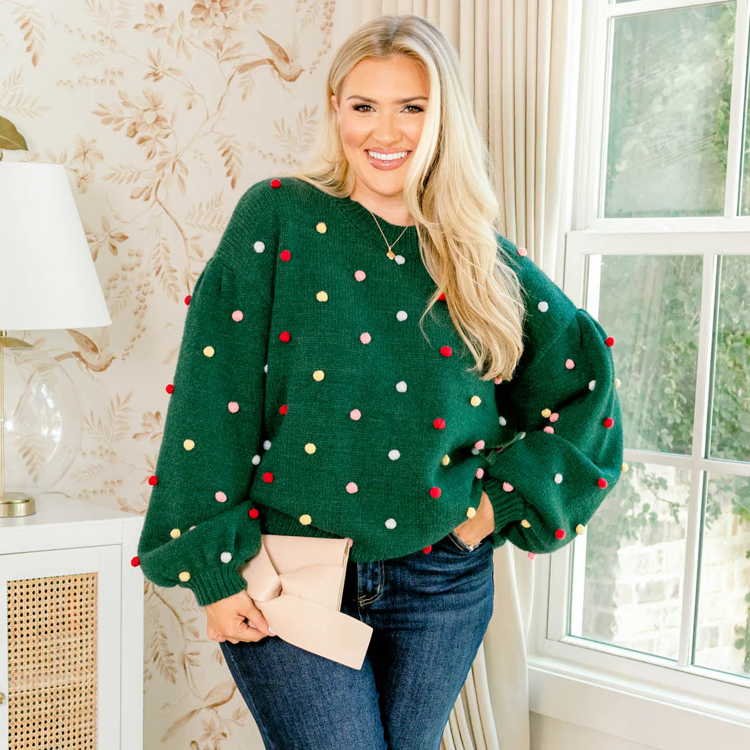 Spotted Charm Sweater, Green - Giverhouse