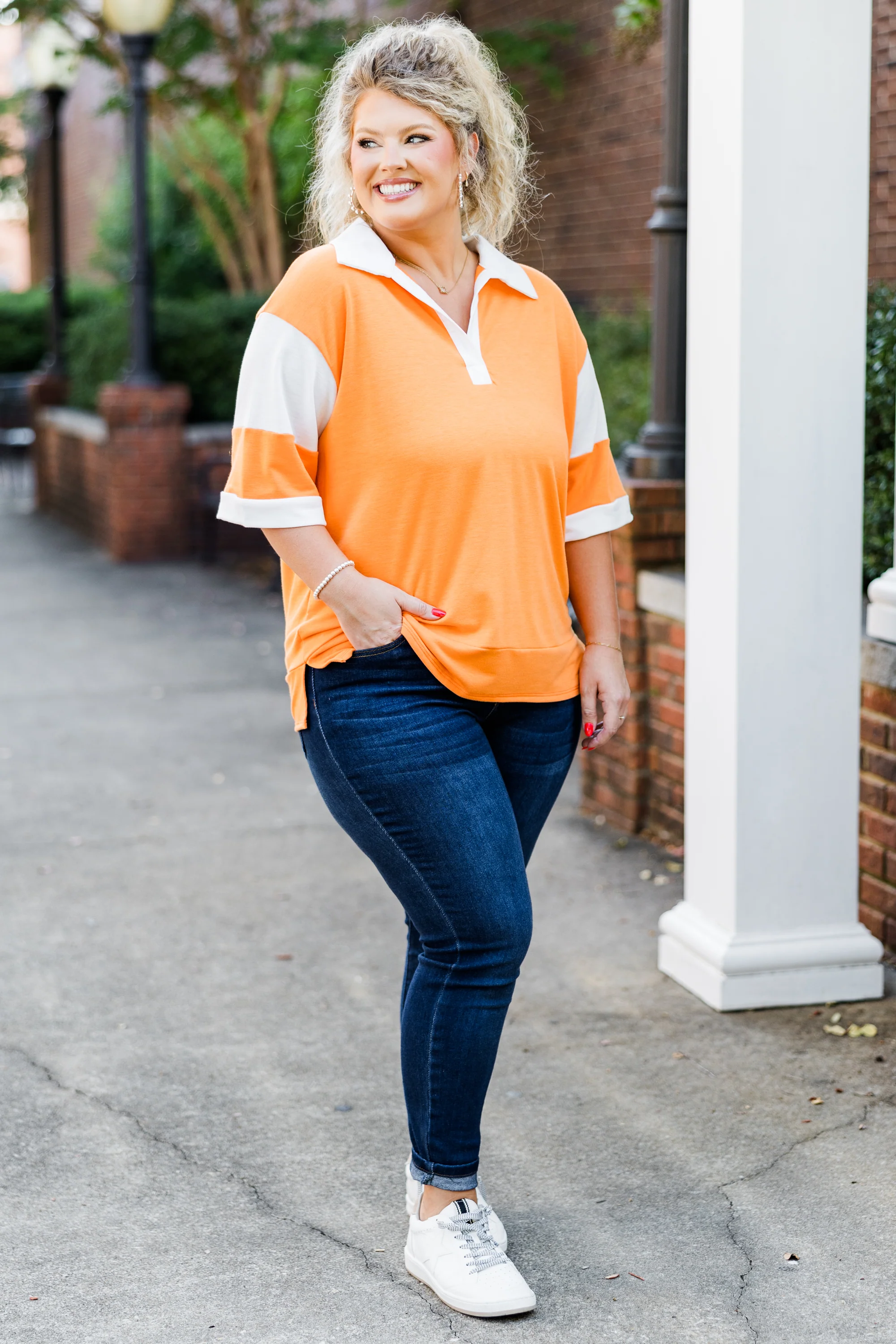 All In To Win Top, Orange - Giverhouse