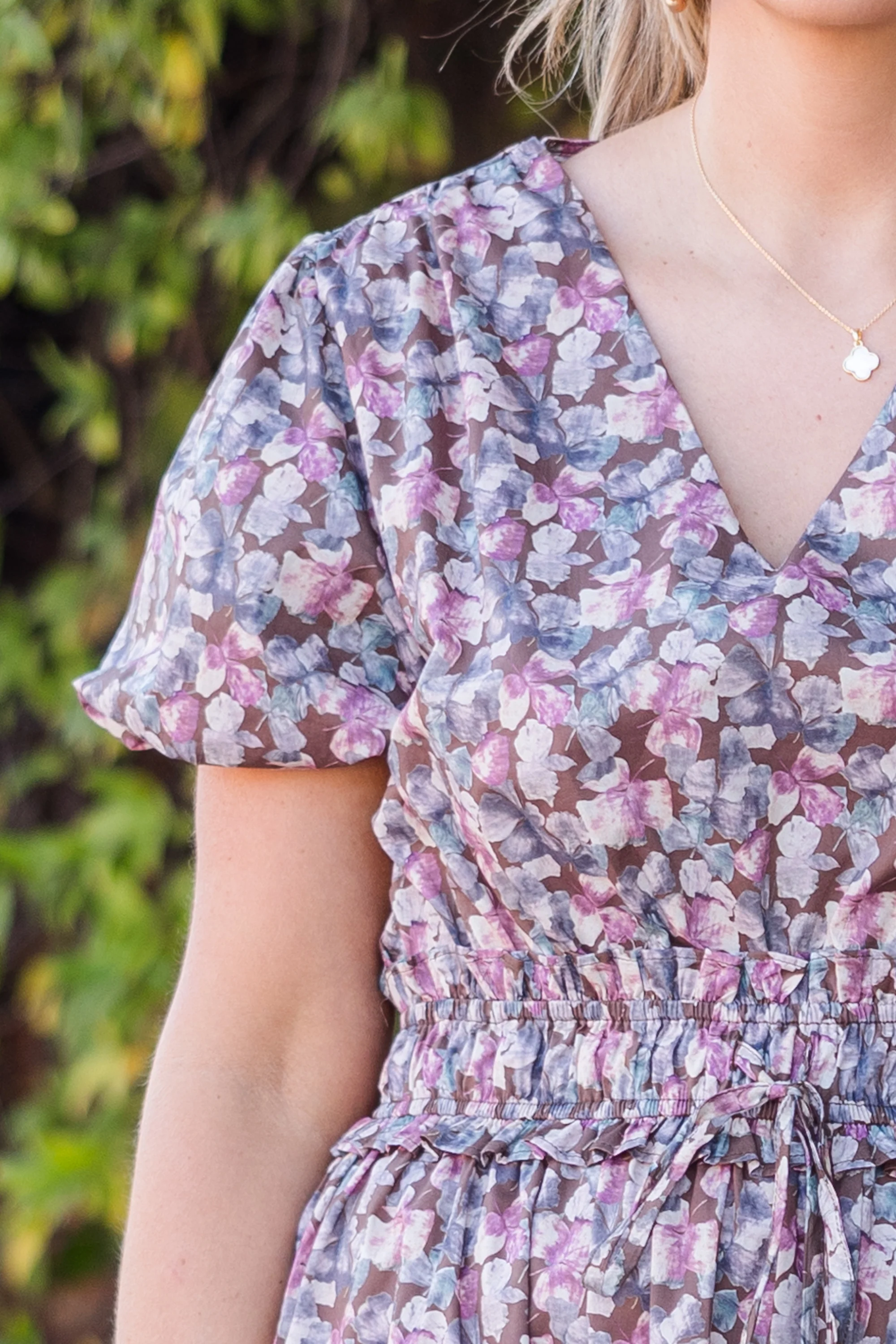 Muted Garden Midi Dress, Purple - Giverhouse