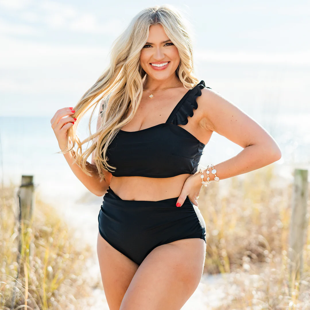 Beach Trip Swim Bottom, Black - Giverhouse