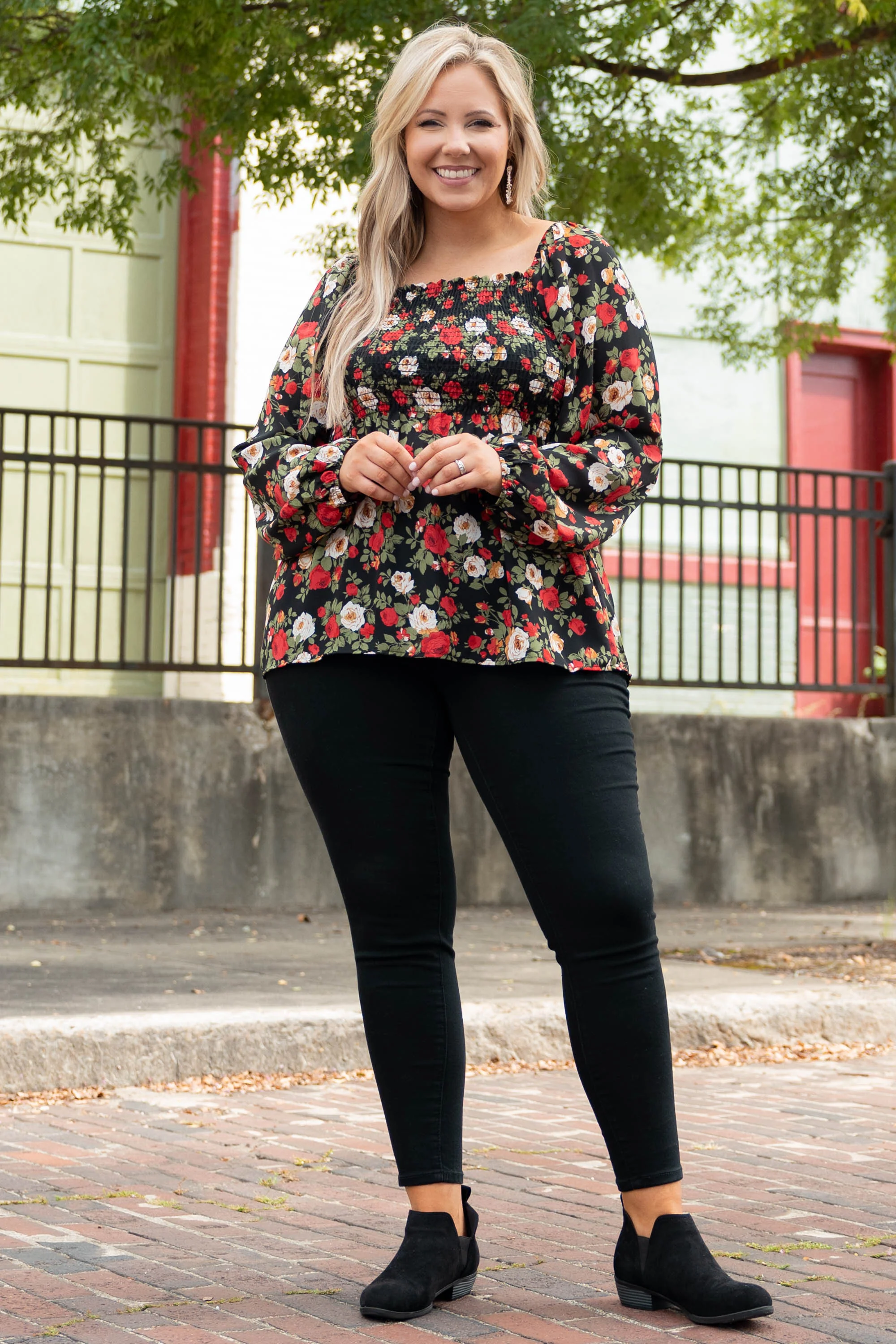 Busy Night Out Blouse, Red-Mustard - Giverhouse