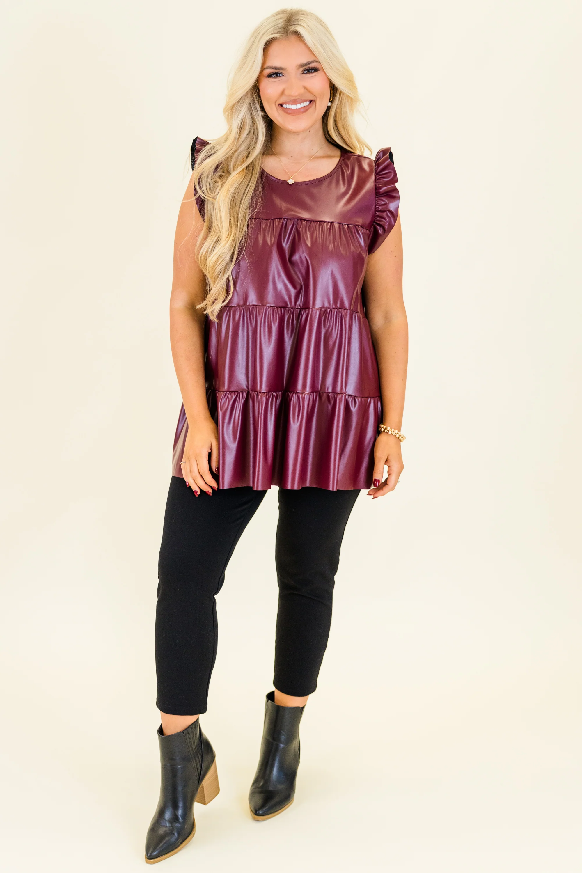 Flirty Fun Top, Burgundy - Giverhouse