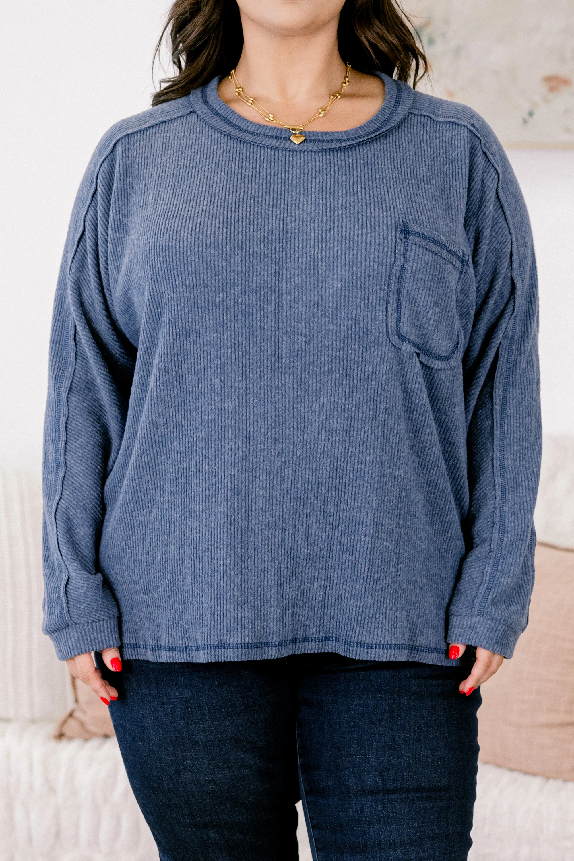 Just Move Along Top, Dusty Blue - Giverhouse