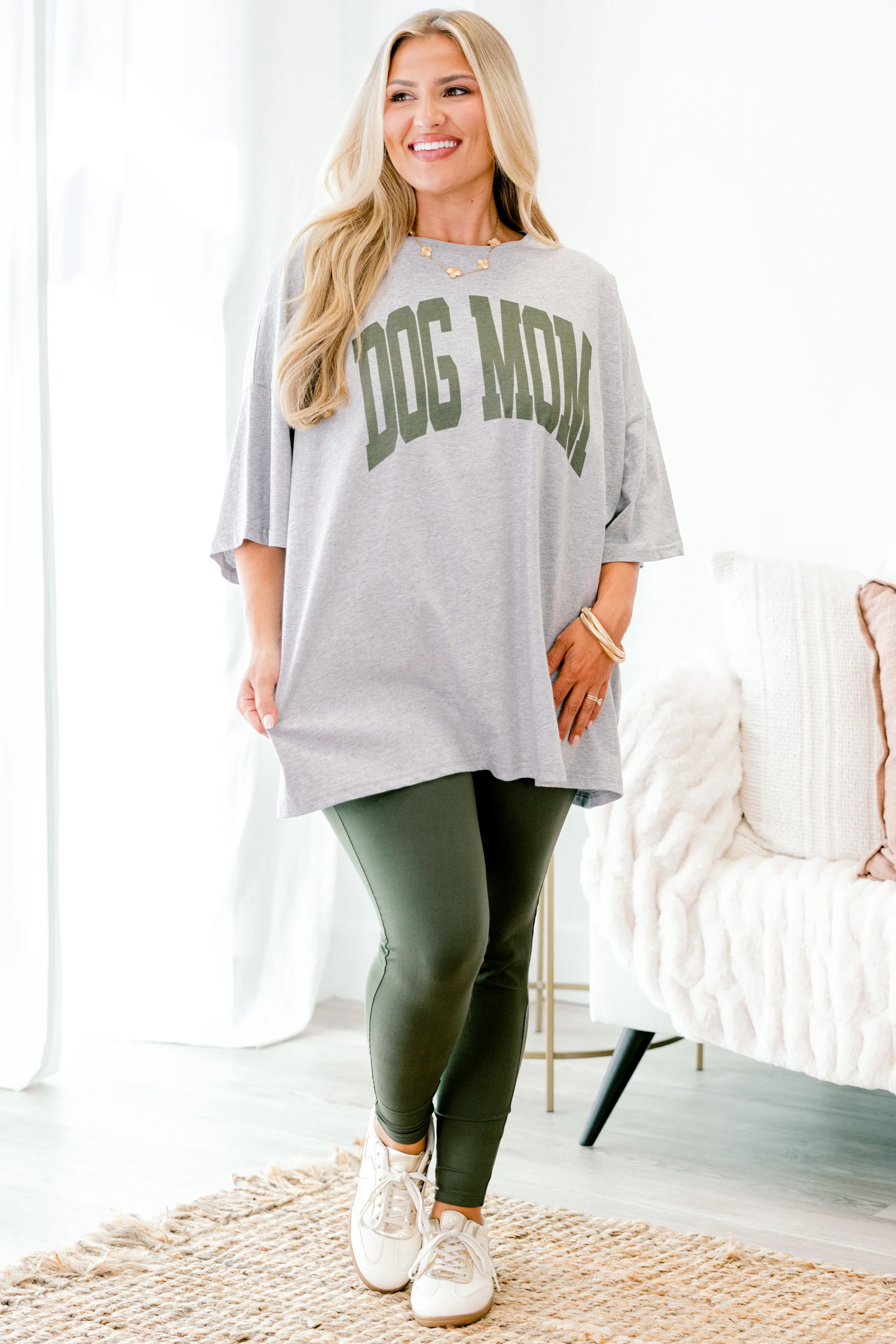 Dog Mom Boyfriend Tee, Heather Gray - Giverhouse