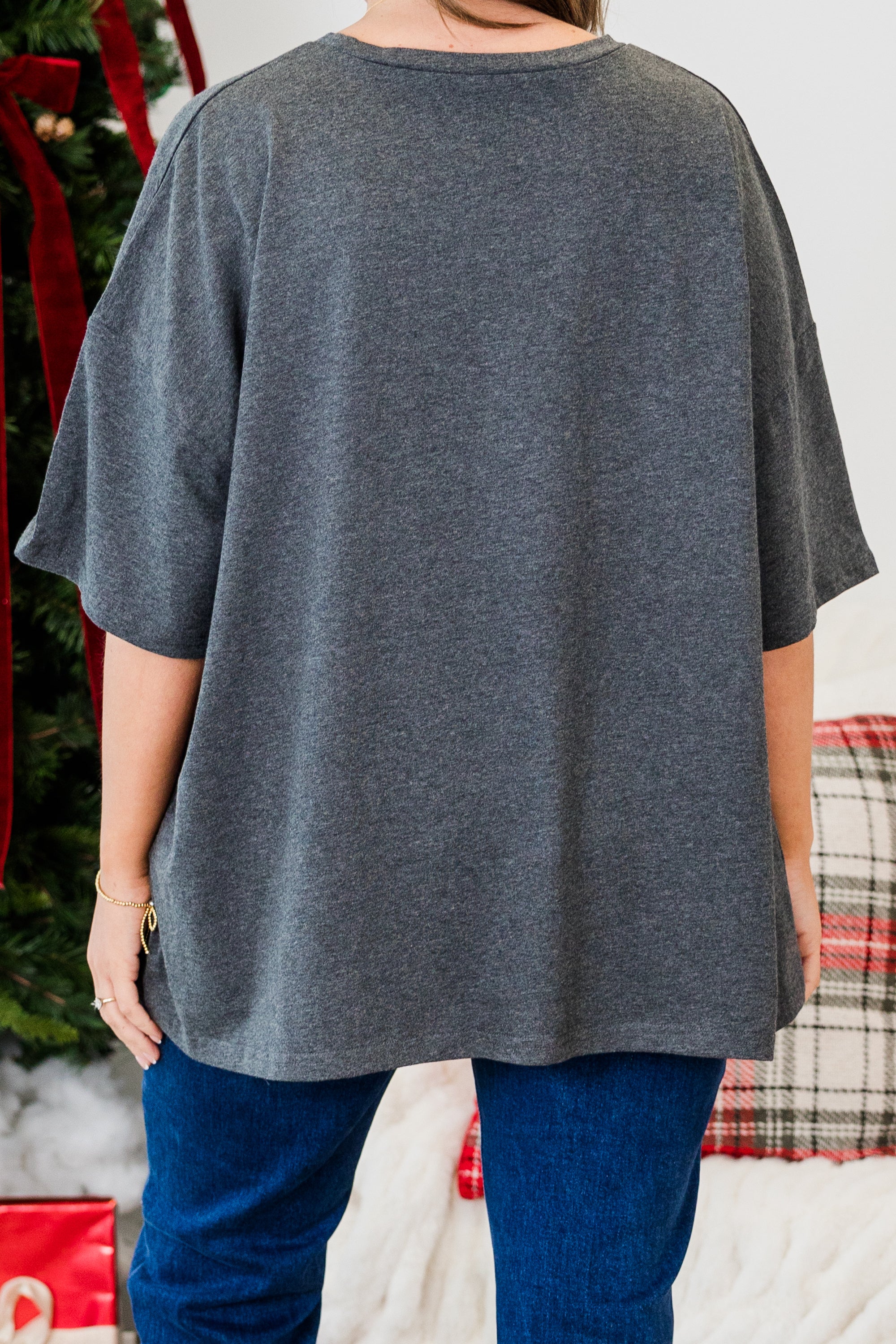Howdy Santa Boyfriend Tee, Charcoal - Giverhouse