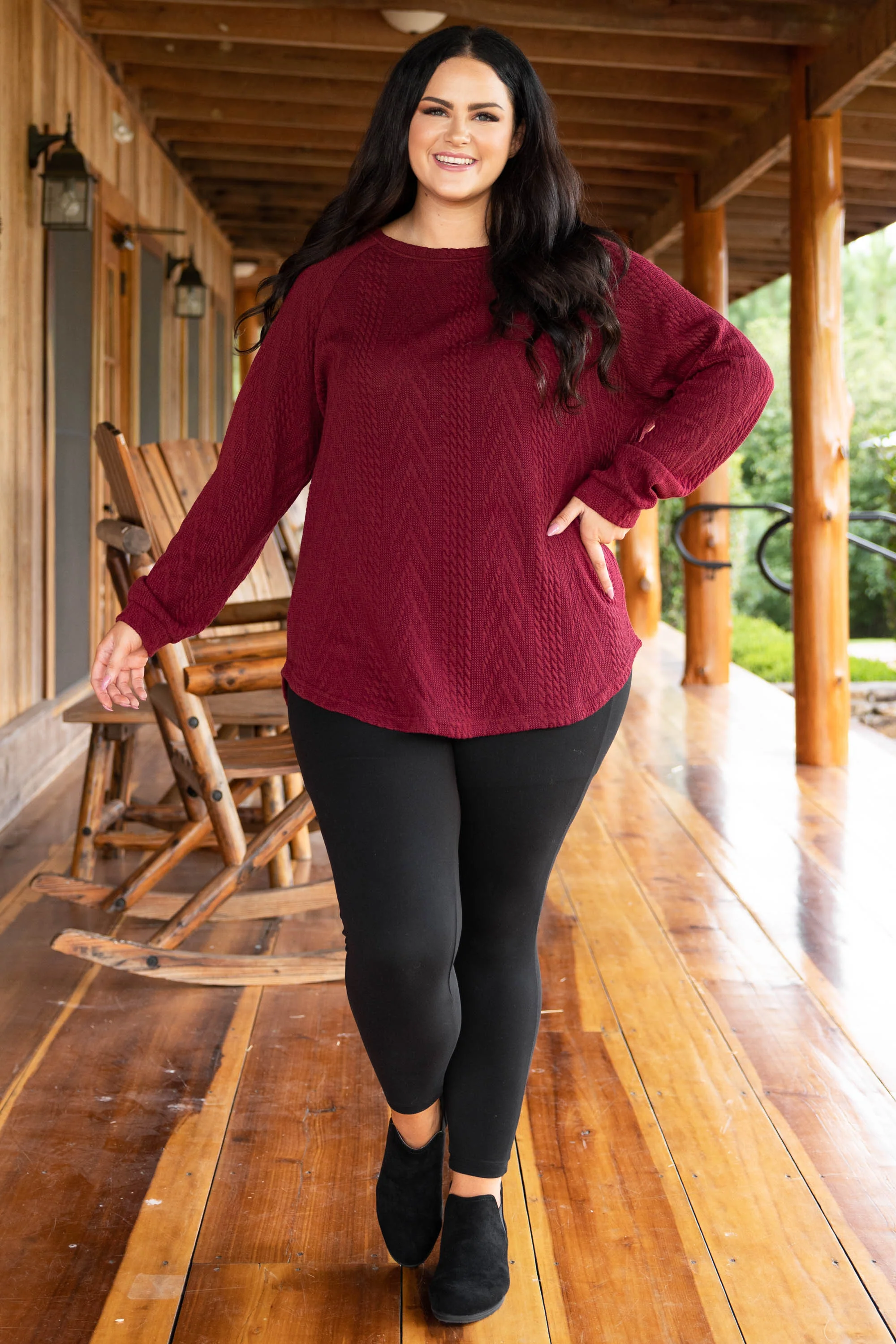 Slouchy Cableknit, Wine - Giverhouse