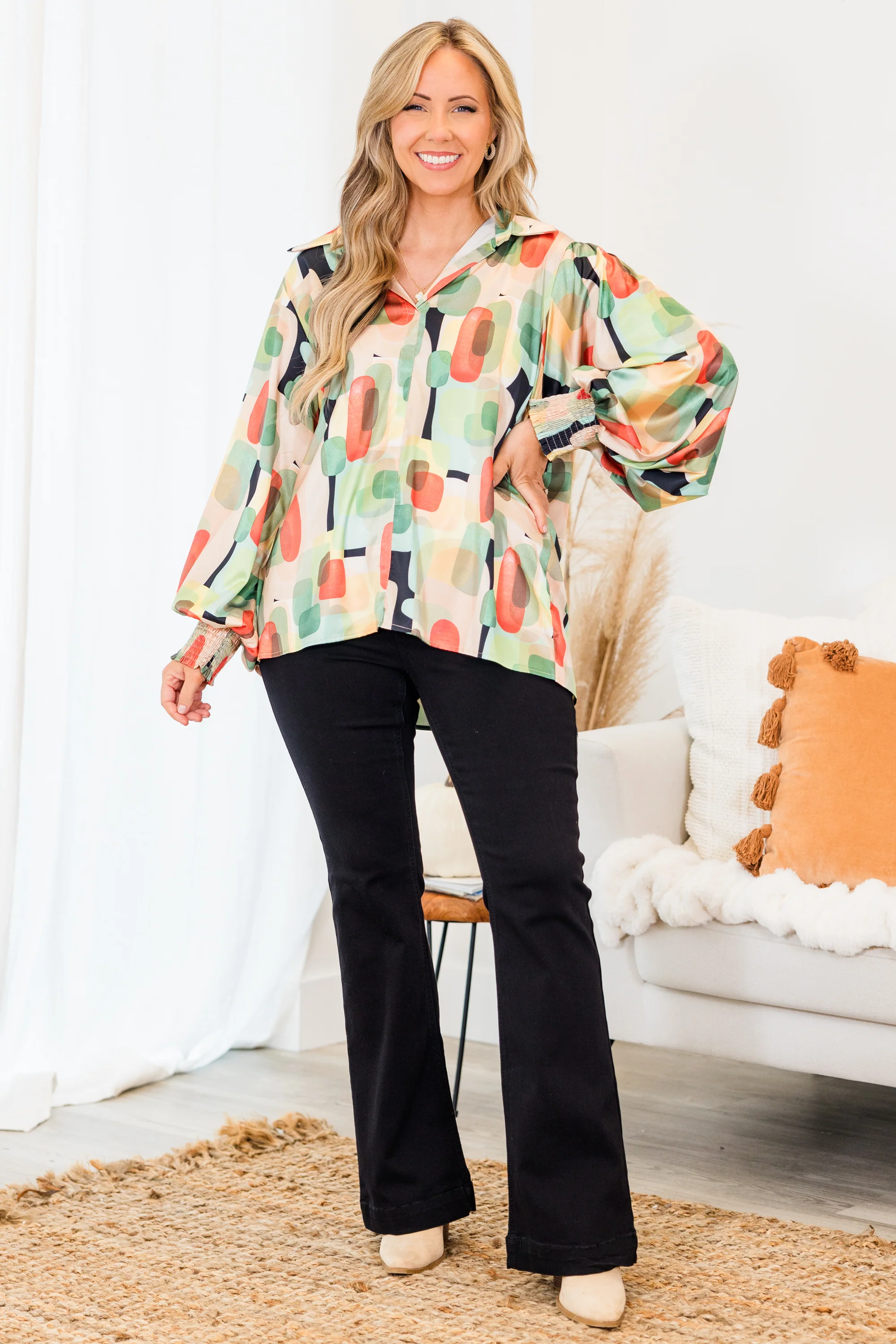 Happy With It Top, Orange Multi - Giverhouse