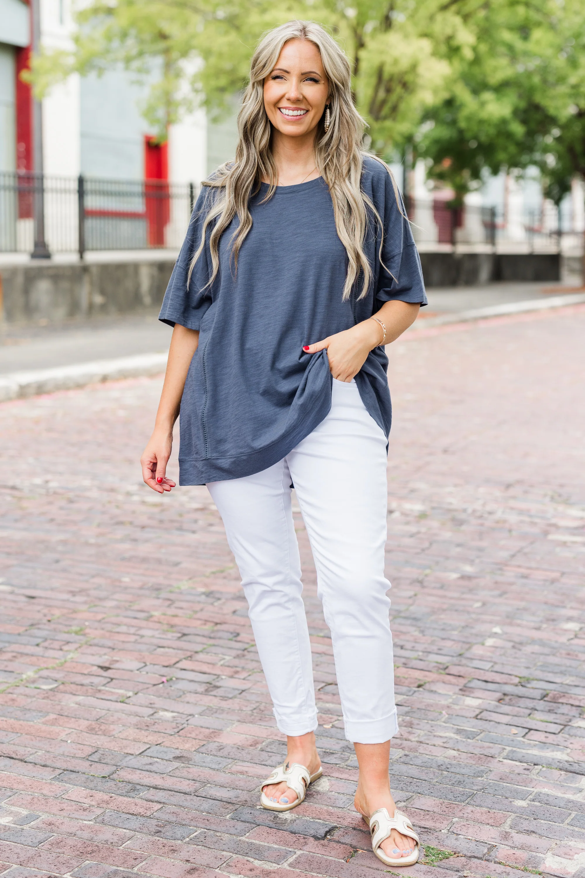 Always On the Go Top, Navy - Giverhouse