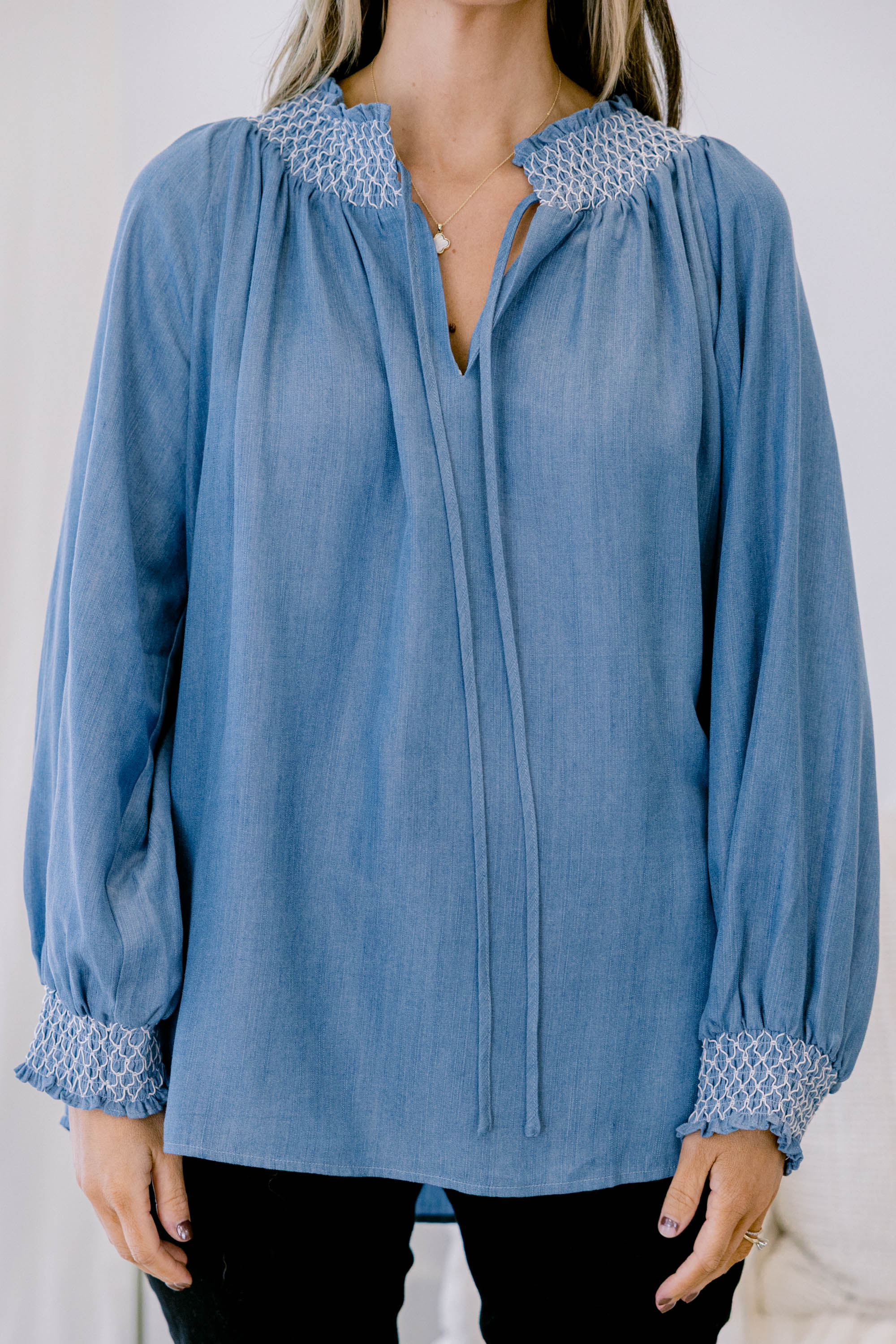 Subtle Reminder Top, Chambray - Giverhouse