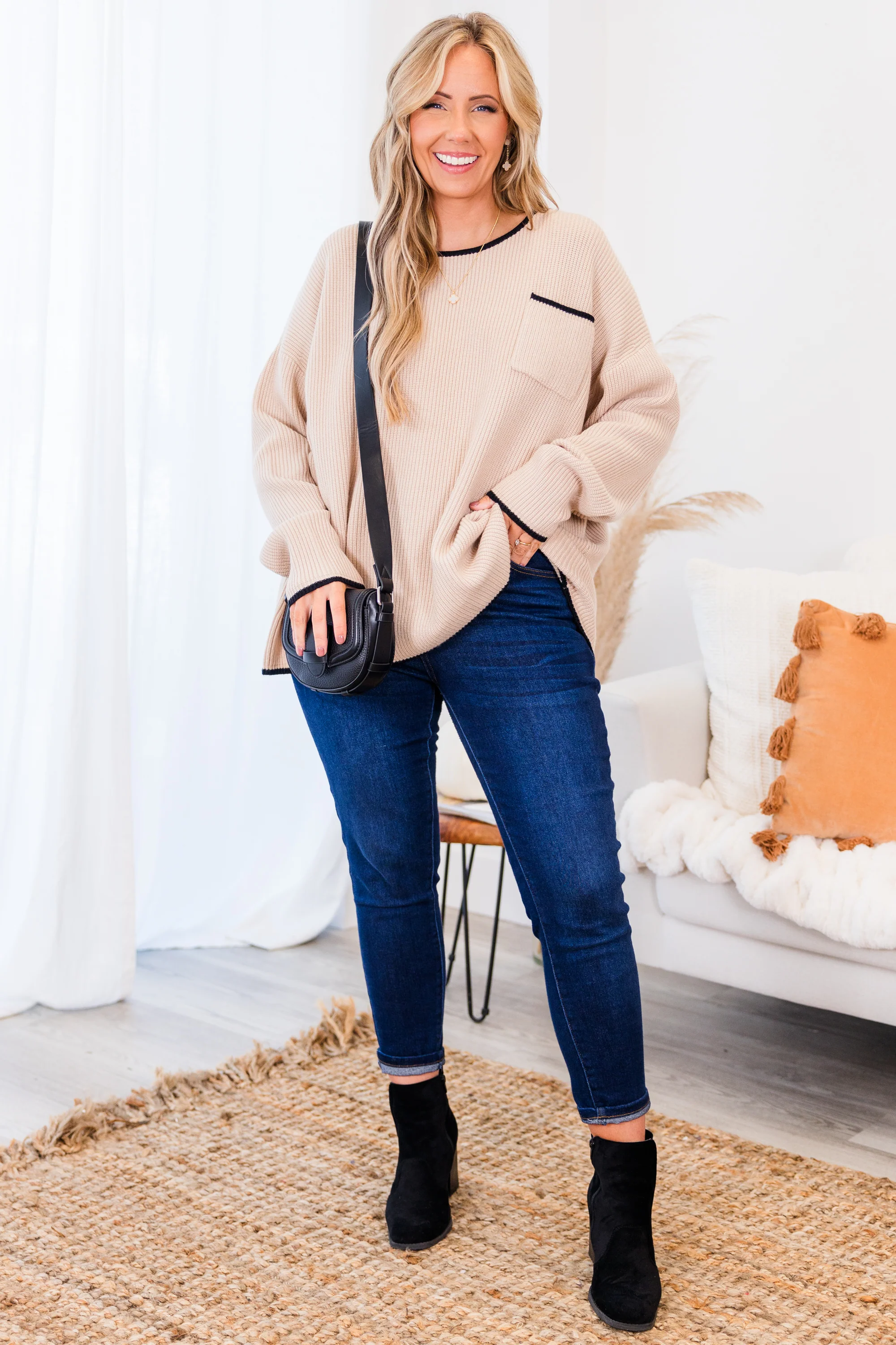 Can't Keep Going Sweater, Taupe - Giverhouse