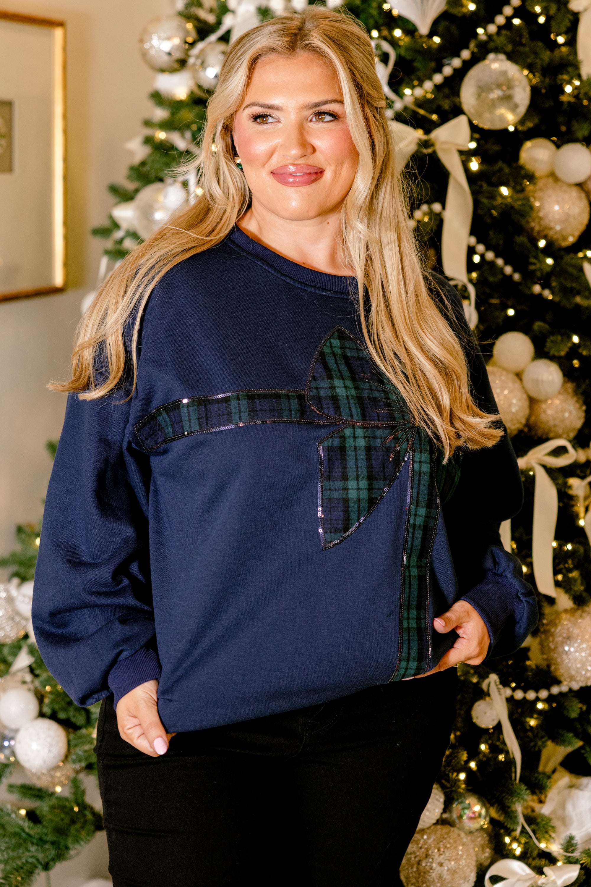 Wrapped With Love Pullover, Navy - Giverhouse