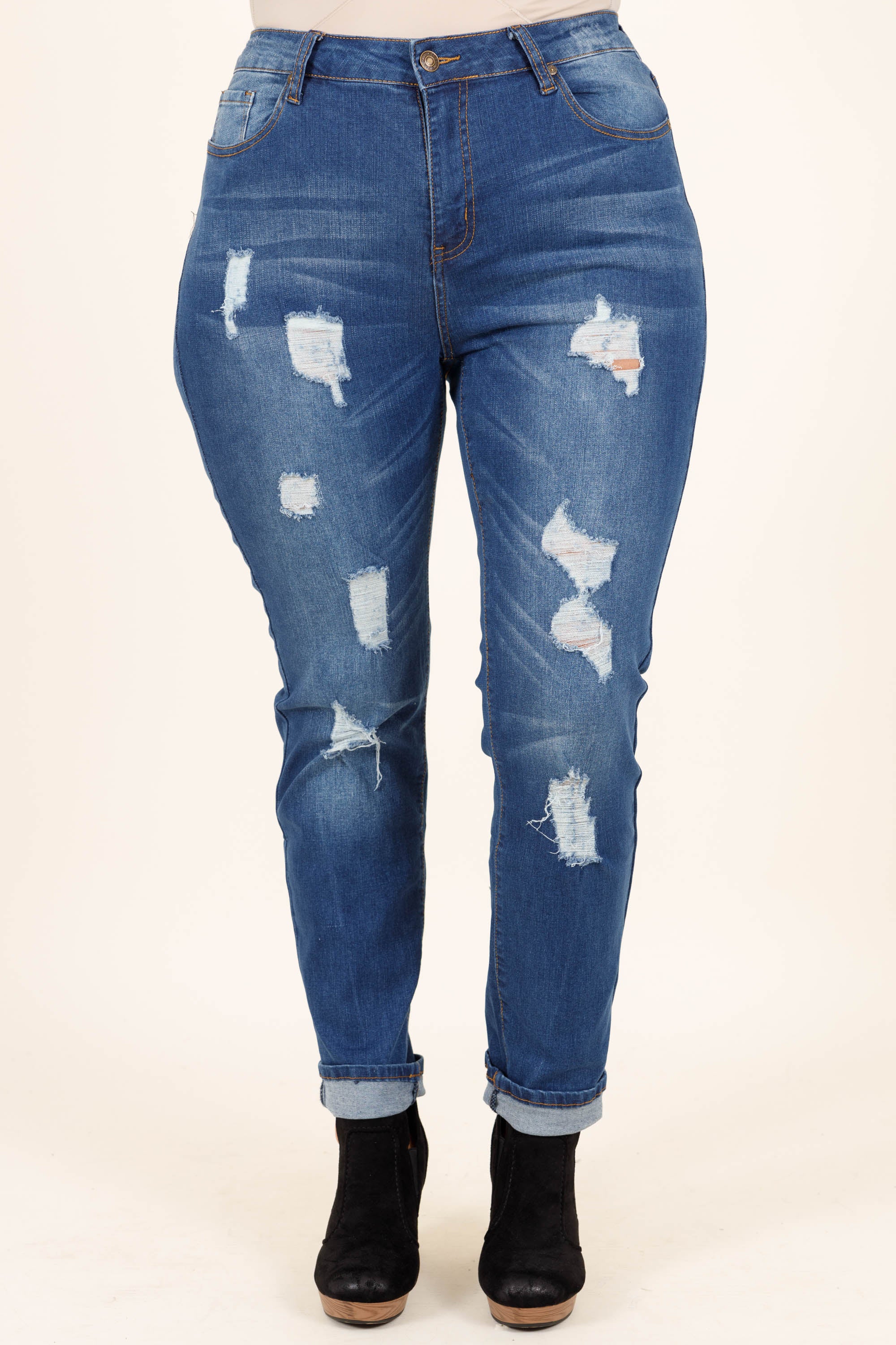 Arriving In Style Boyfriend Jeans, Medium Wash - Giverhouse