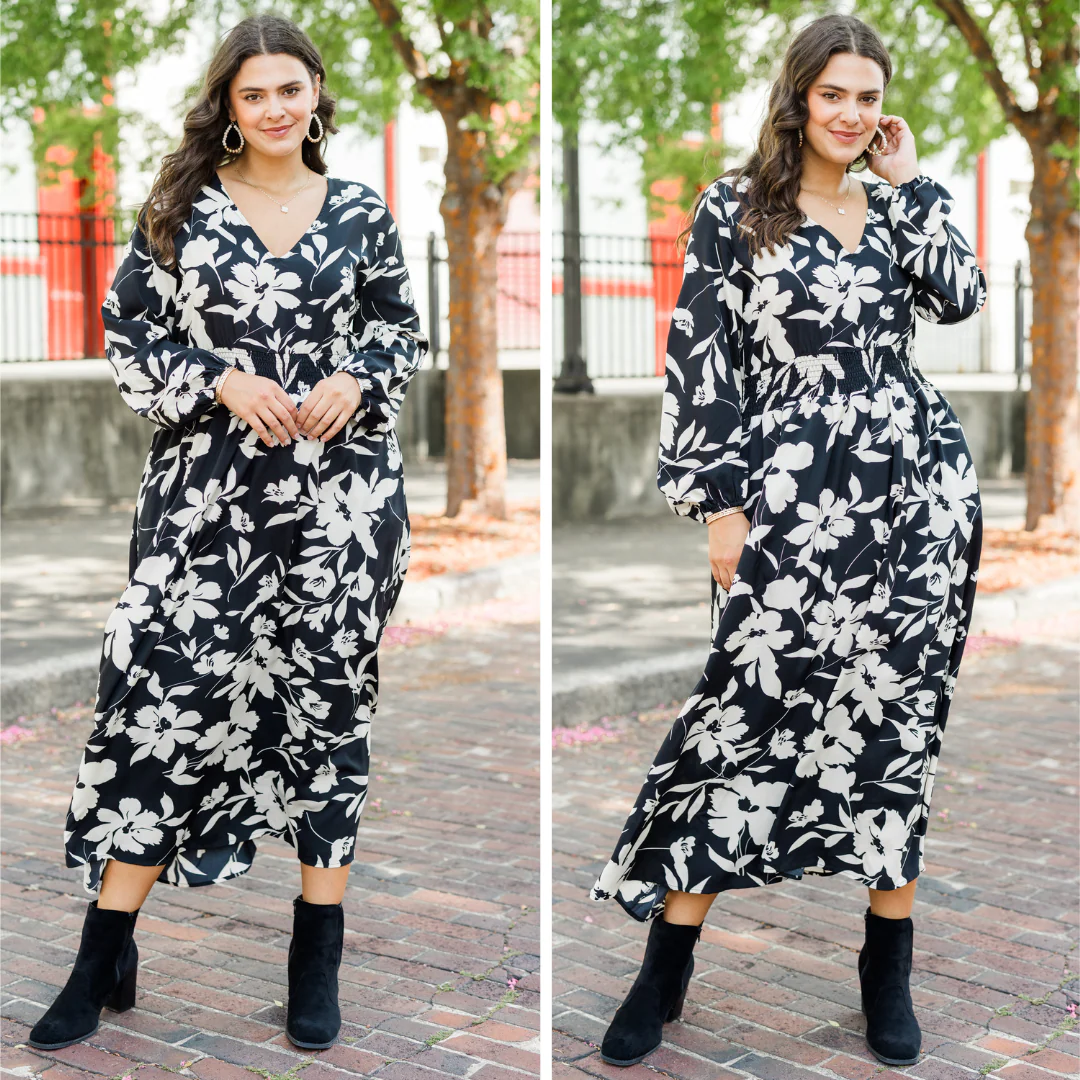 Alluring Autumn Dress, Black - Giverhouse