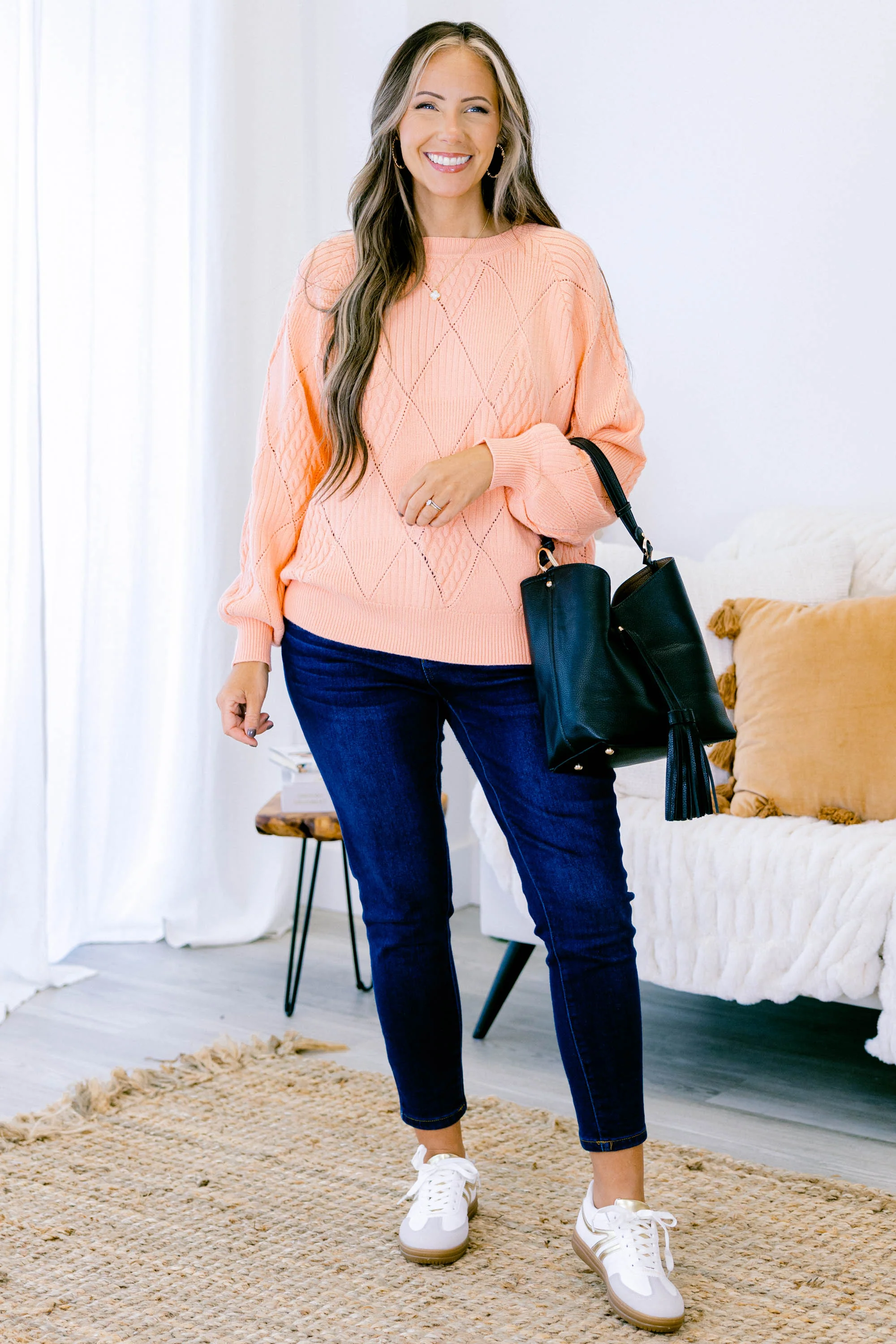 Open My Heart Sweater, Peach - Giverhouse