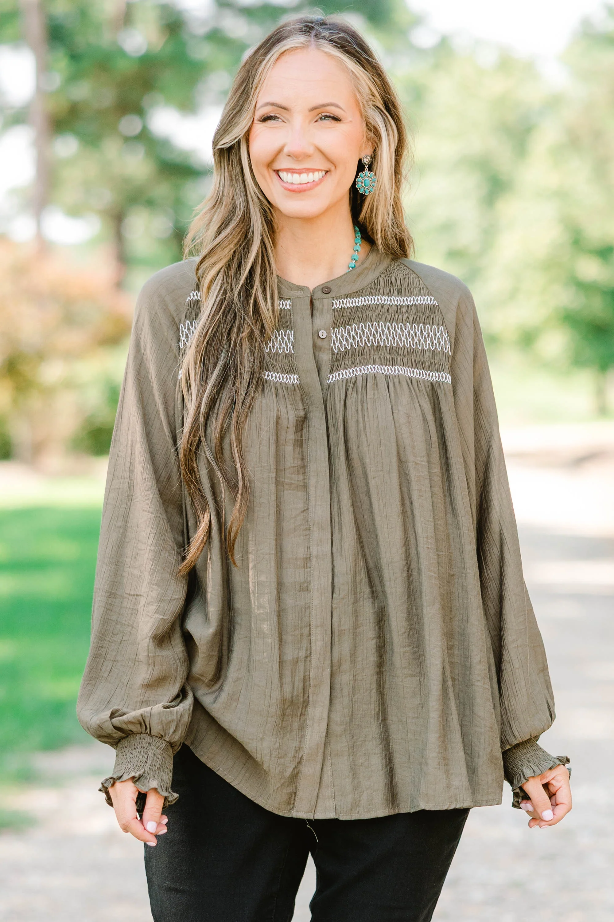 Jumping Ahead Top, Olive - Giverhouse