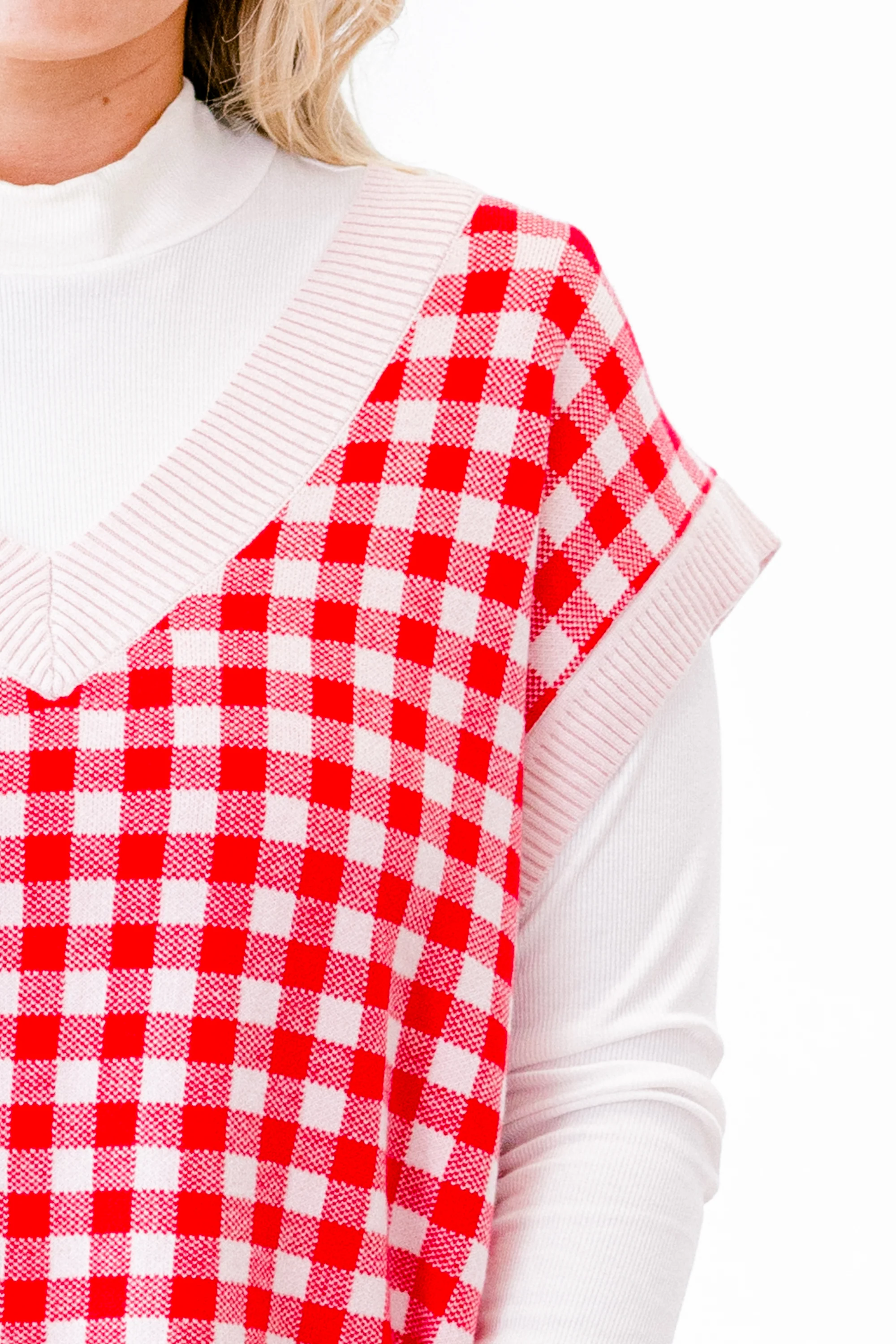 Thinking Of Fall Sweater Vest, Red - Giverhouse