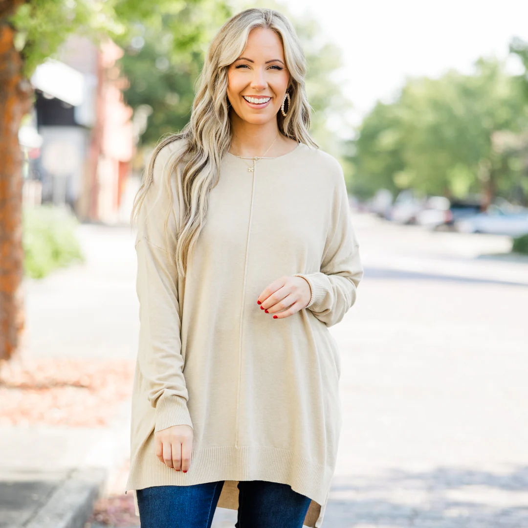 Miss Who You Were Sweater, Heather Beige - Giverhouse