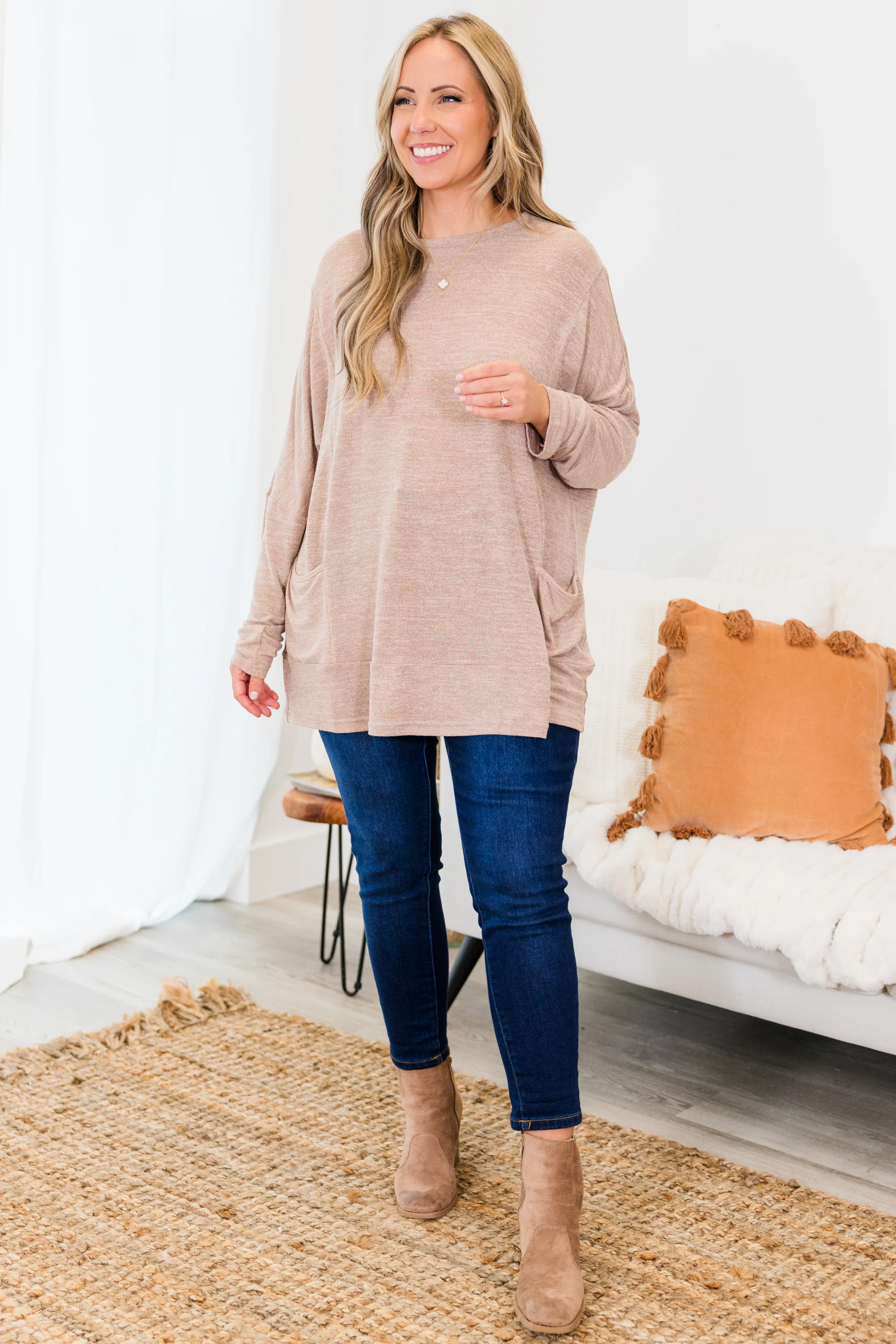 Crisp Autumn Air Tunic, Taupe - Giverhouse