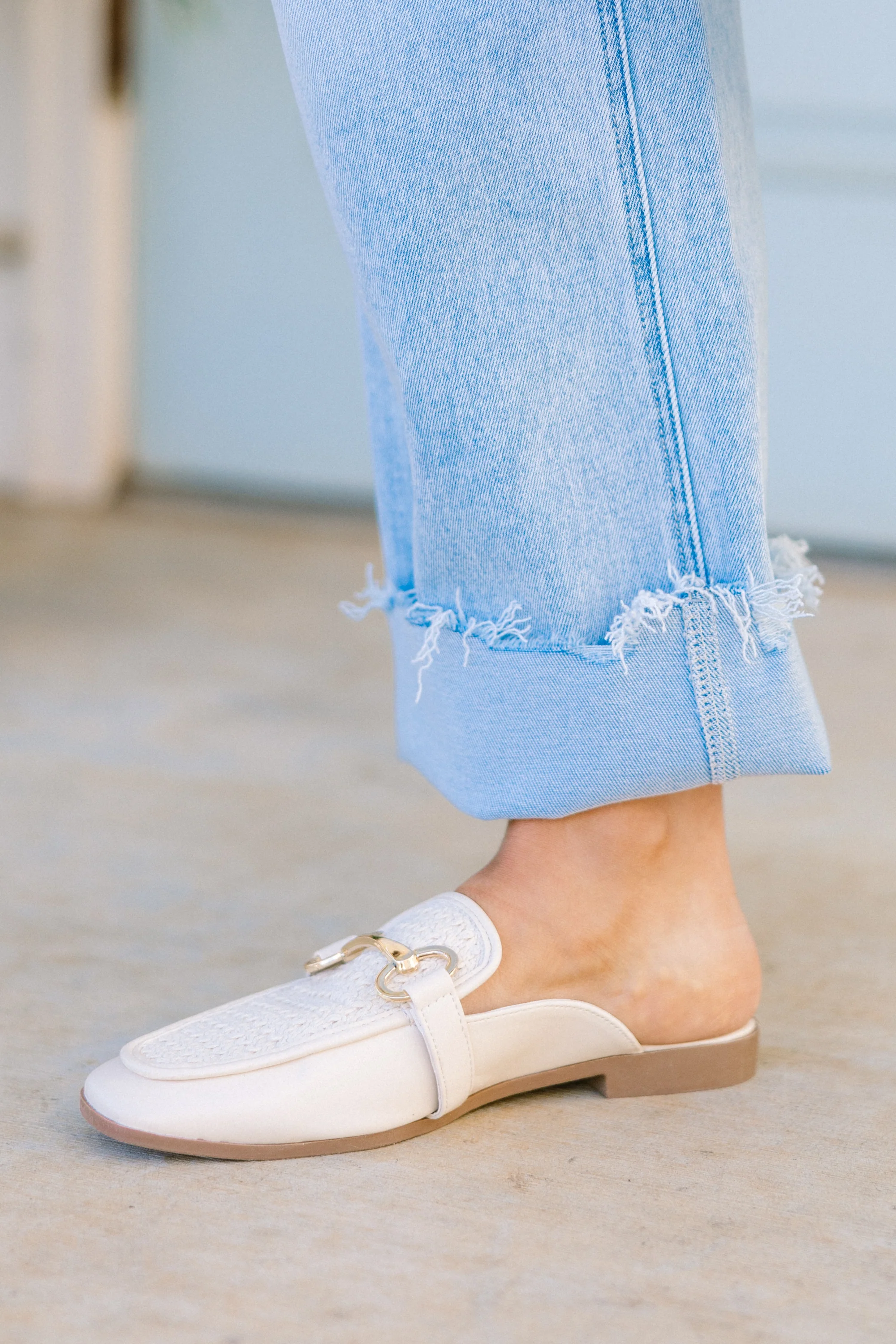 Keep Holding On Mules, Ivory - Giverhouse