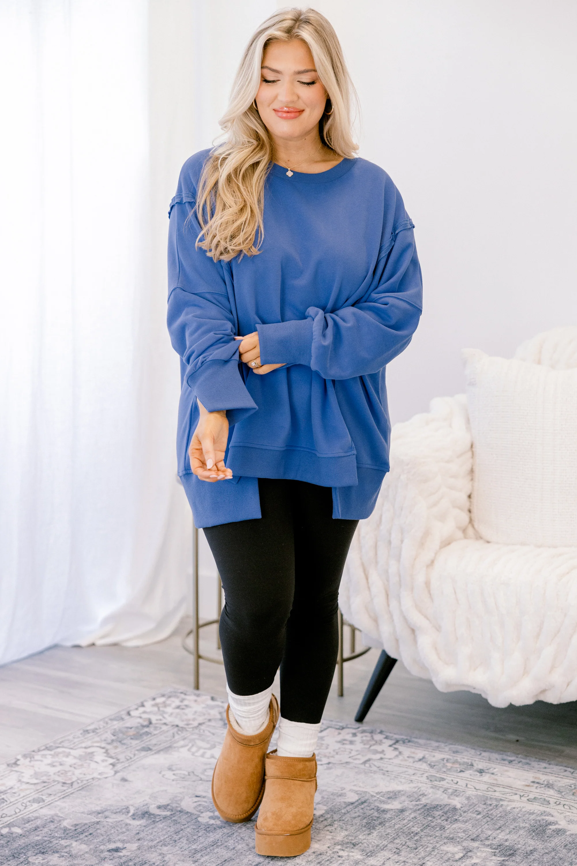 Sunset Glow Pullover, Bright Blue - Giverhouse